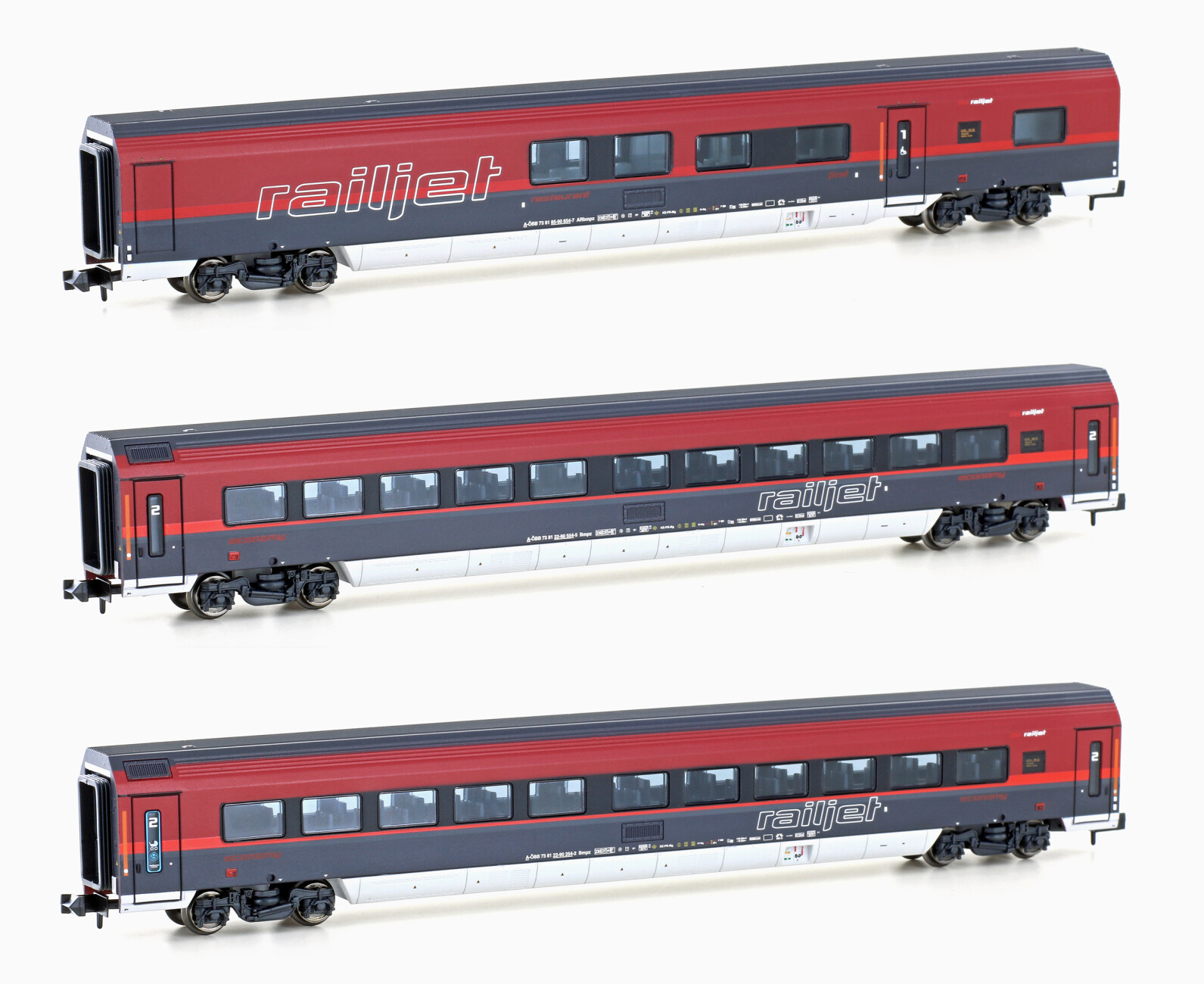 ÖBB Railjet 奧地利聯邦鐵路噴射機客運列車 Lemke Hobbytrain N 1:160 7pcs/set