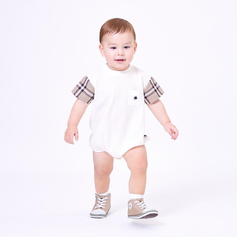 Polo Baby 格仔拼色短袖連身衣 70/80cm