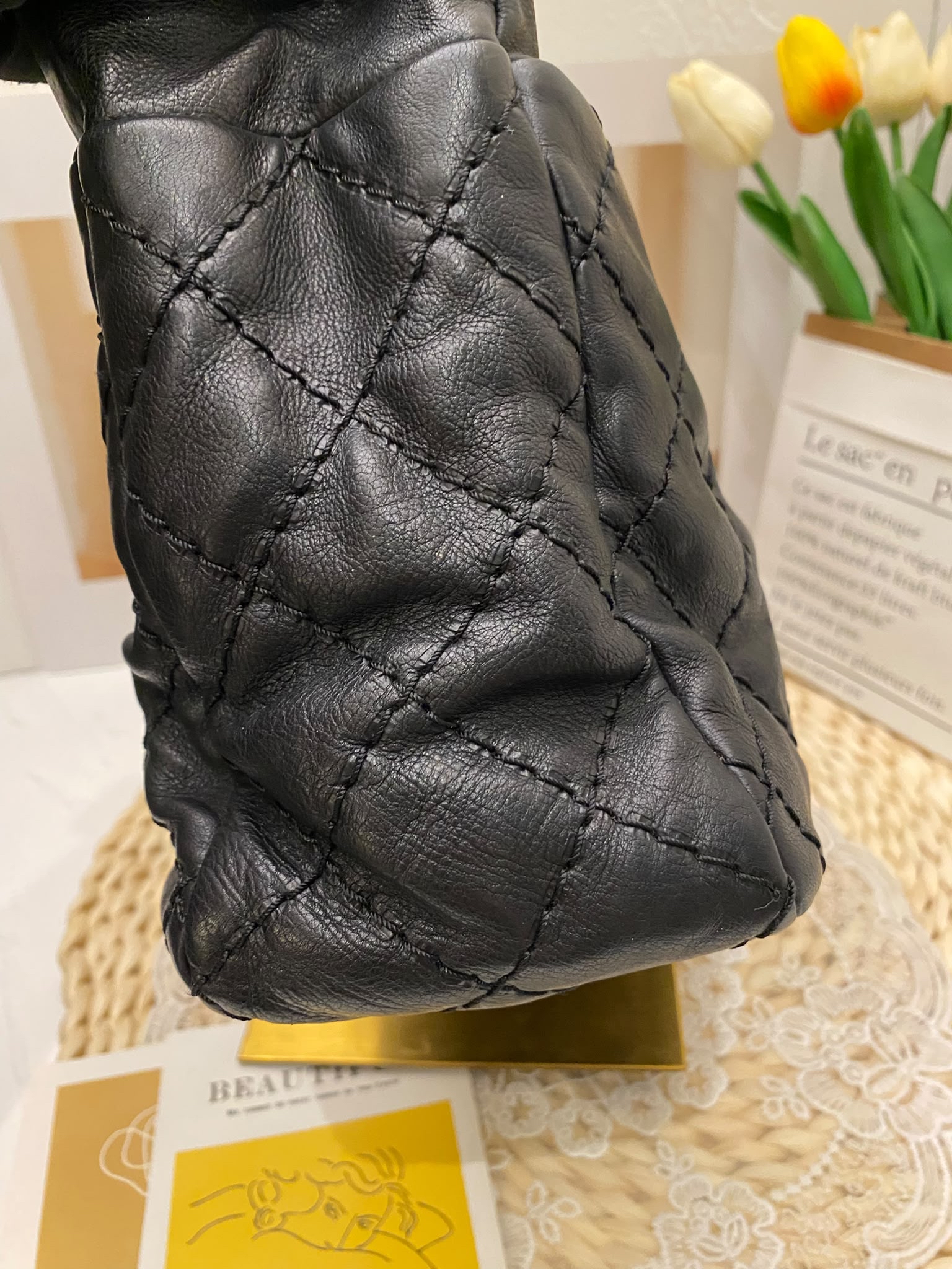 Chanel Quilted Crumpled Calfskin Tote Bag