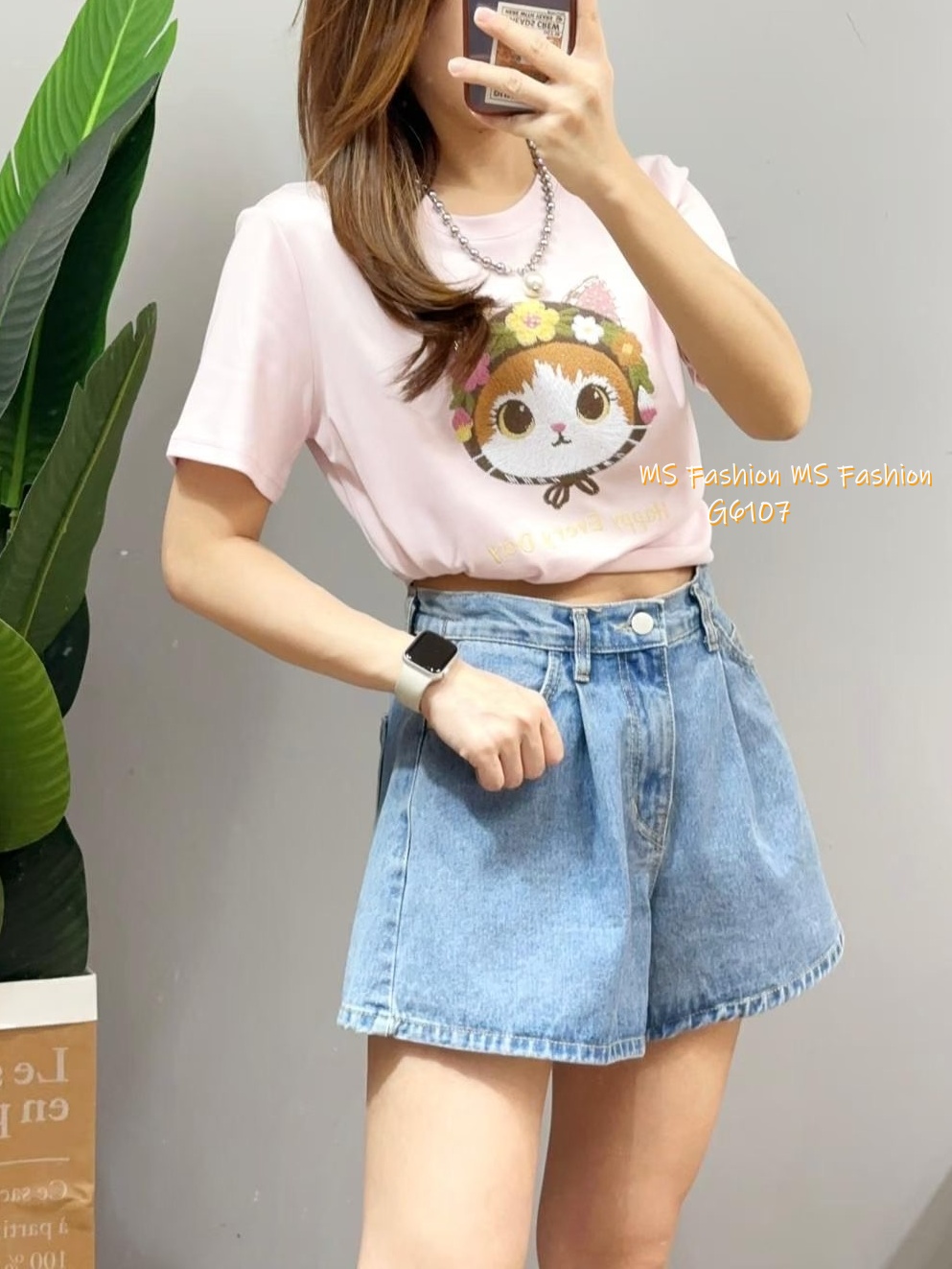 G6107 韓國🇰🇷刺繡貓咪tee