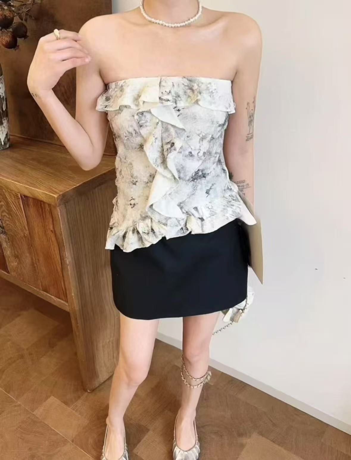 TP374辣妹碎花抹胸