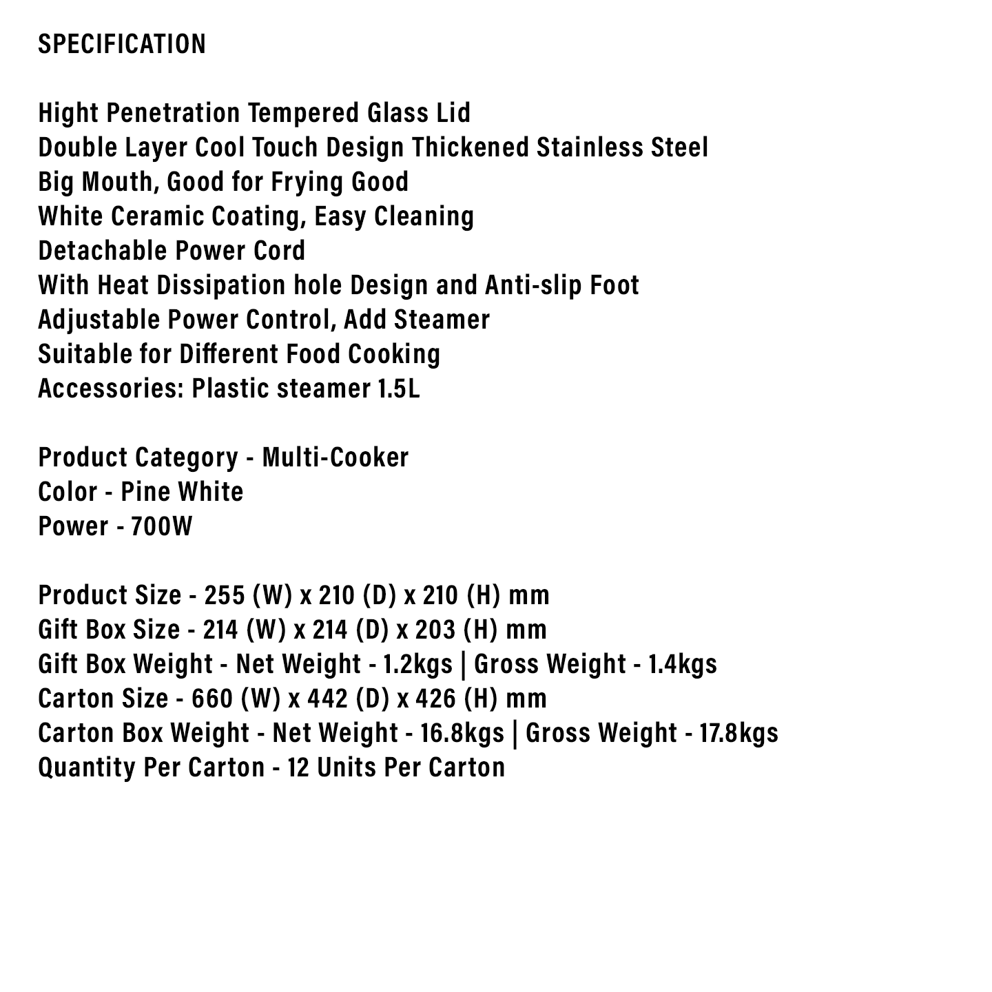 Faber 2.0L Pine-S Multi Cooker FMC 1508WH