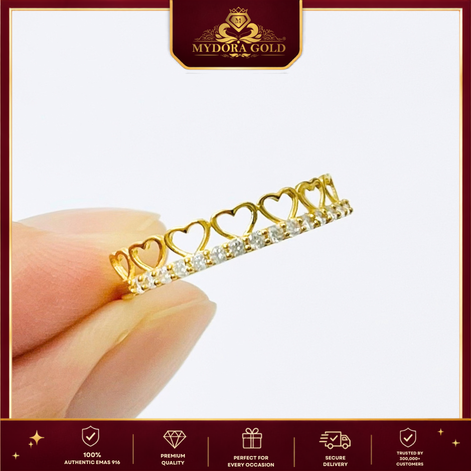 MYDORA EMAS 916 Cincin Batu CZ Love Chain l EMAS 916/22K