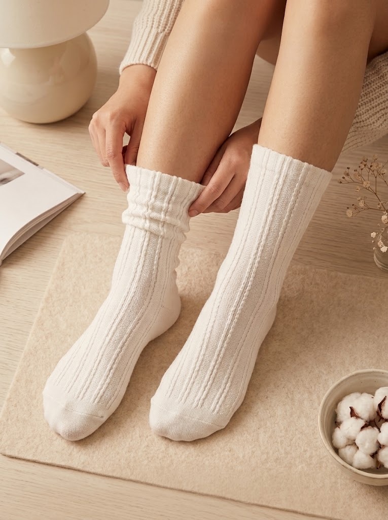 Korean Ribbed Classic Women's High Crew Socks