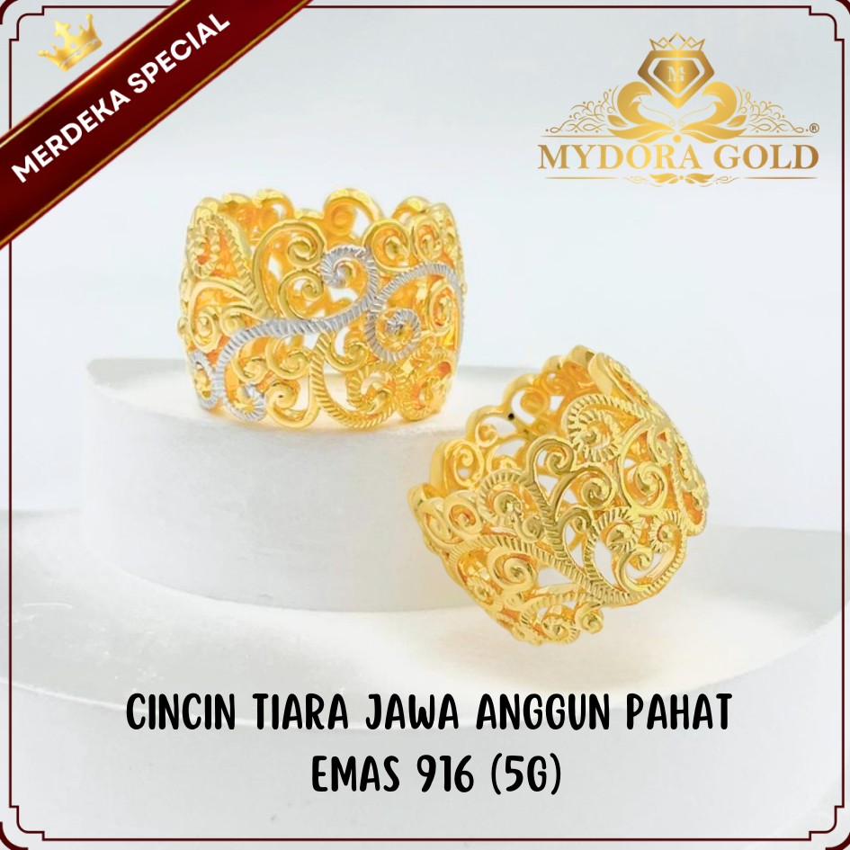 MYDORA Cincin Tiara Jawa Anggun Pahat (5G) l EMAS 916/22K
