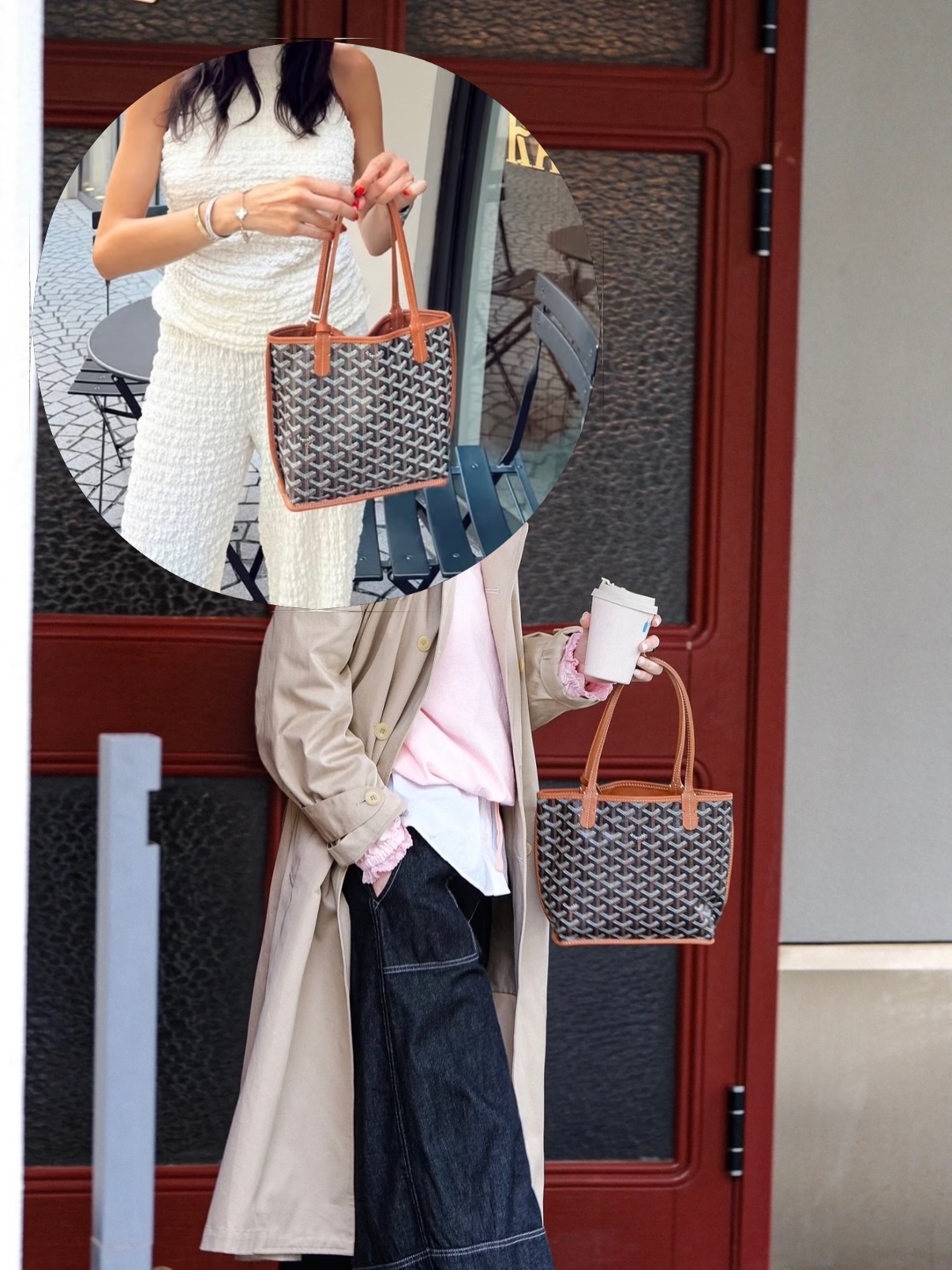 Goyard 👜 PRE OWNED 🛍️Anjou mini tote黑棕色🖤有子袋🤎