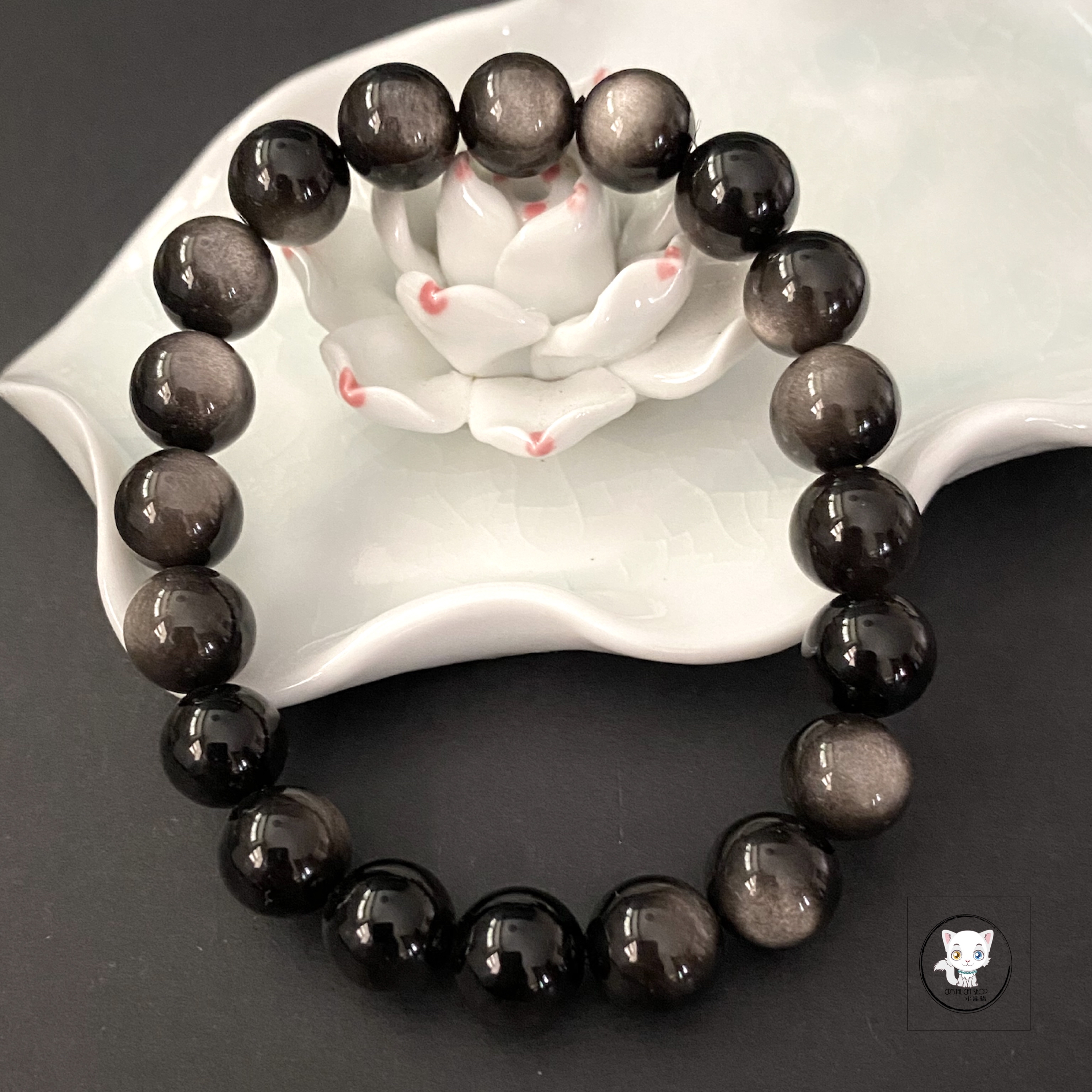 雙眼天然銀曜石手鏈 10.3mm