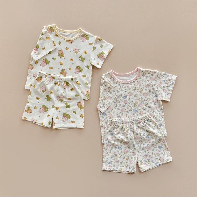 26S/S DTD夏日花草派對系列-莫代爾彈力5分袖上下套裝