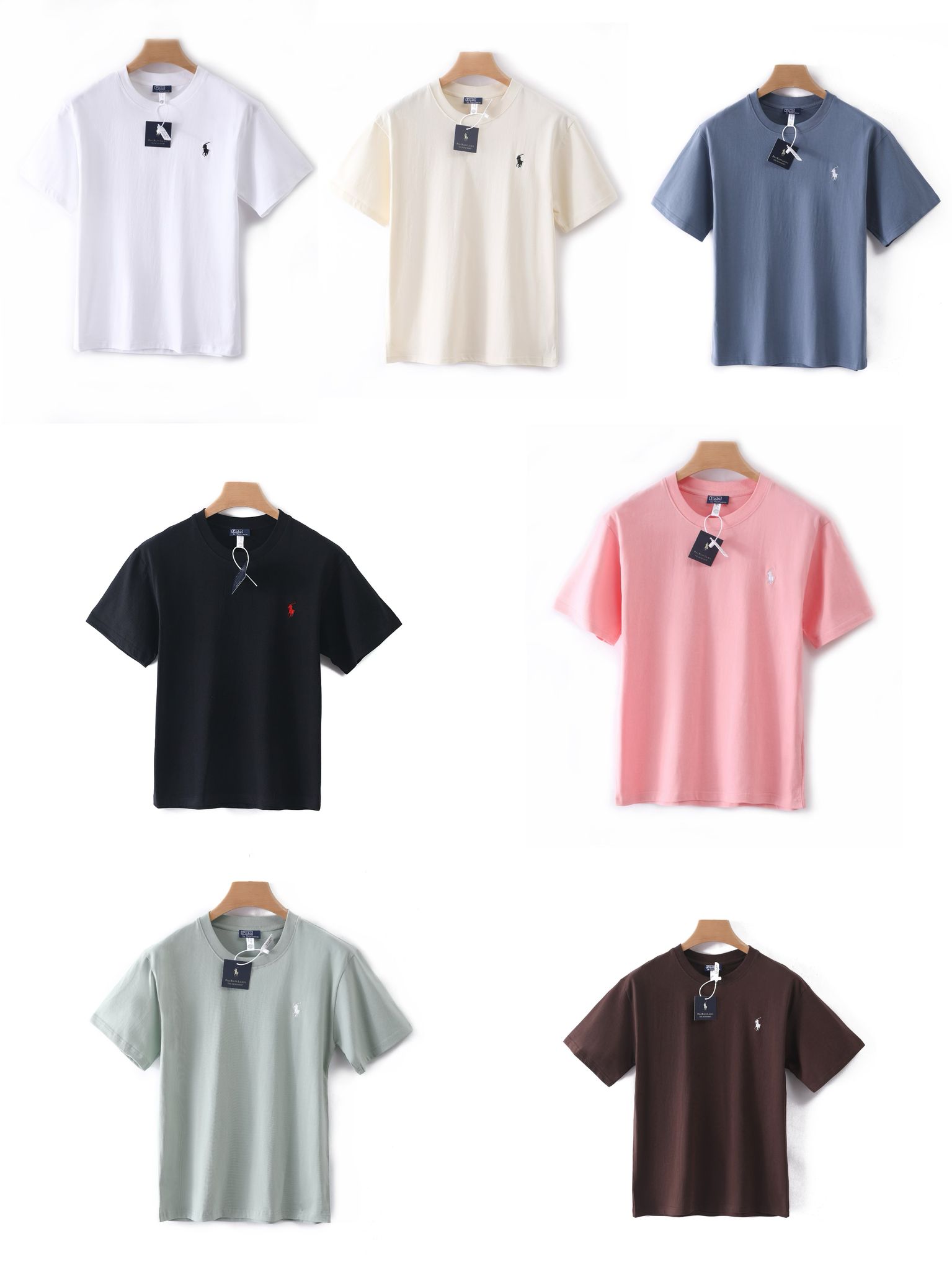 2件$168。RL Polo經典小馬刺繡純色短袖