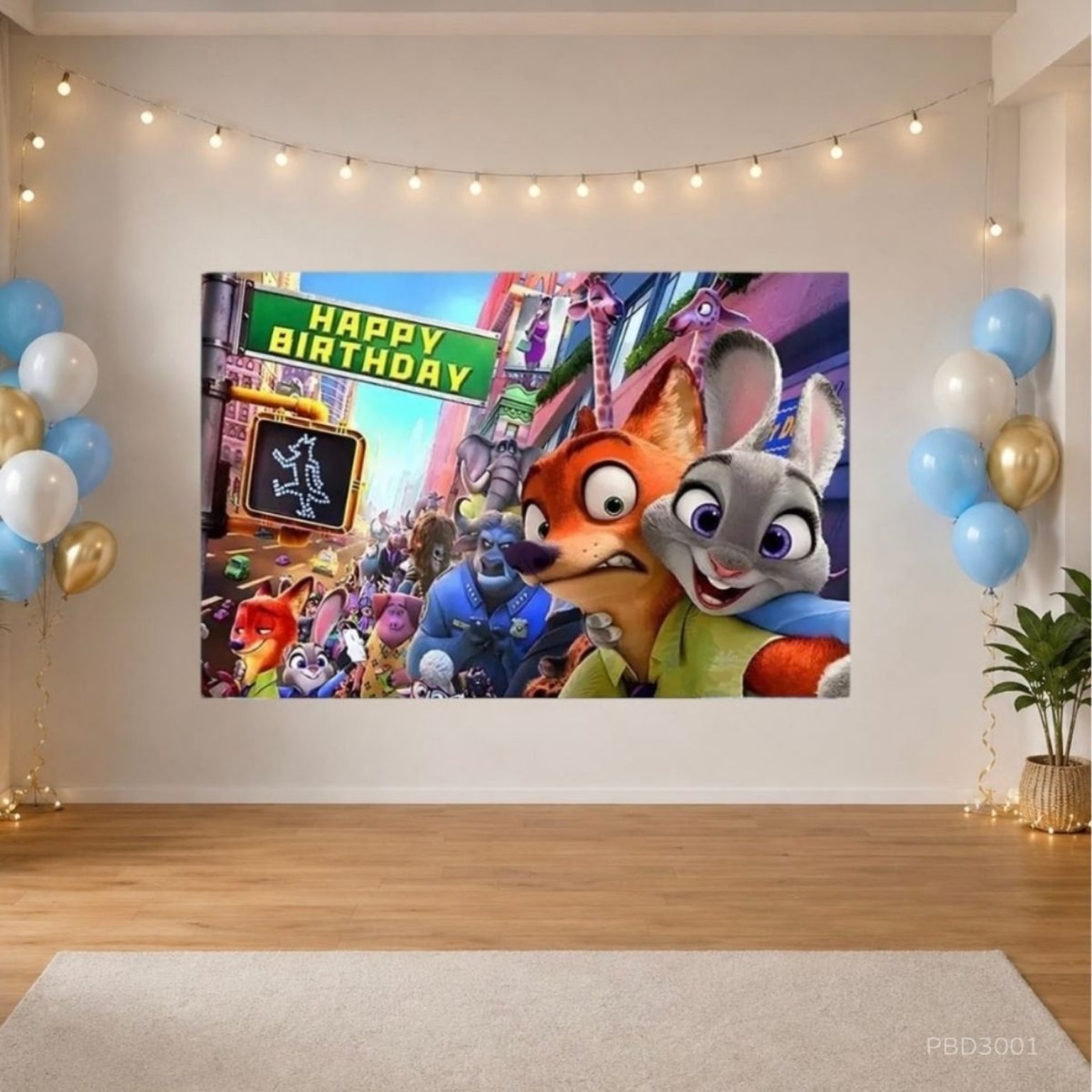 Zootopia優獸大都會主題生日派對背景布 150×100mm Party Backdrop｜PBD3001