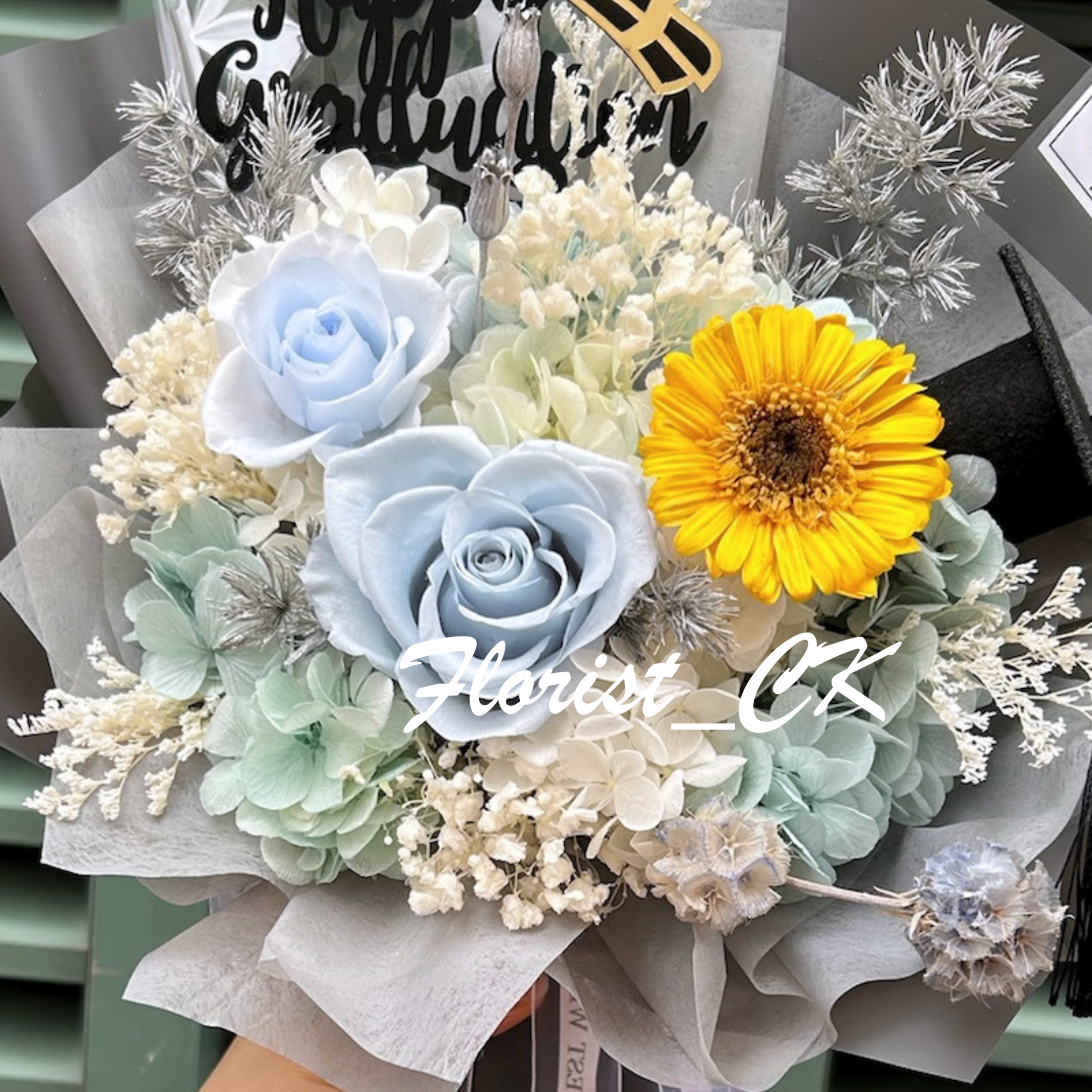 【2026 畢業推介】Solaris Crest｜畢業之選｜永生玫瑰太陽花花束 (預訂款)