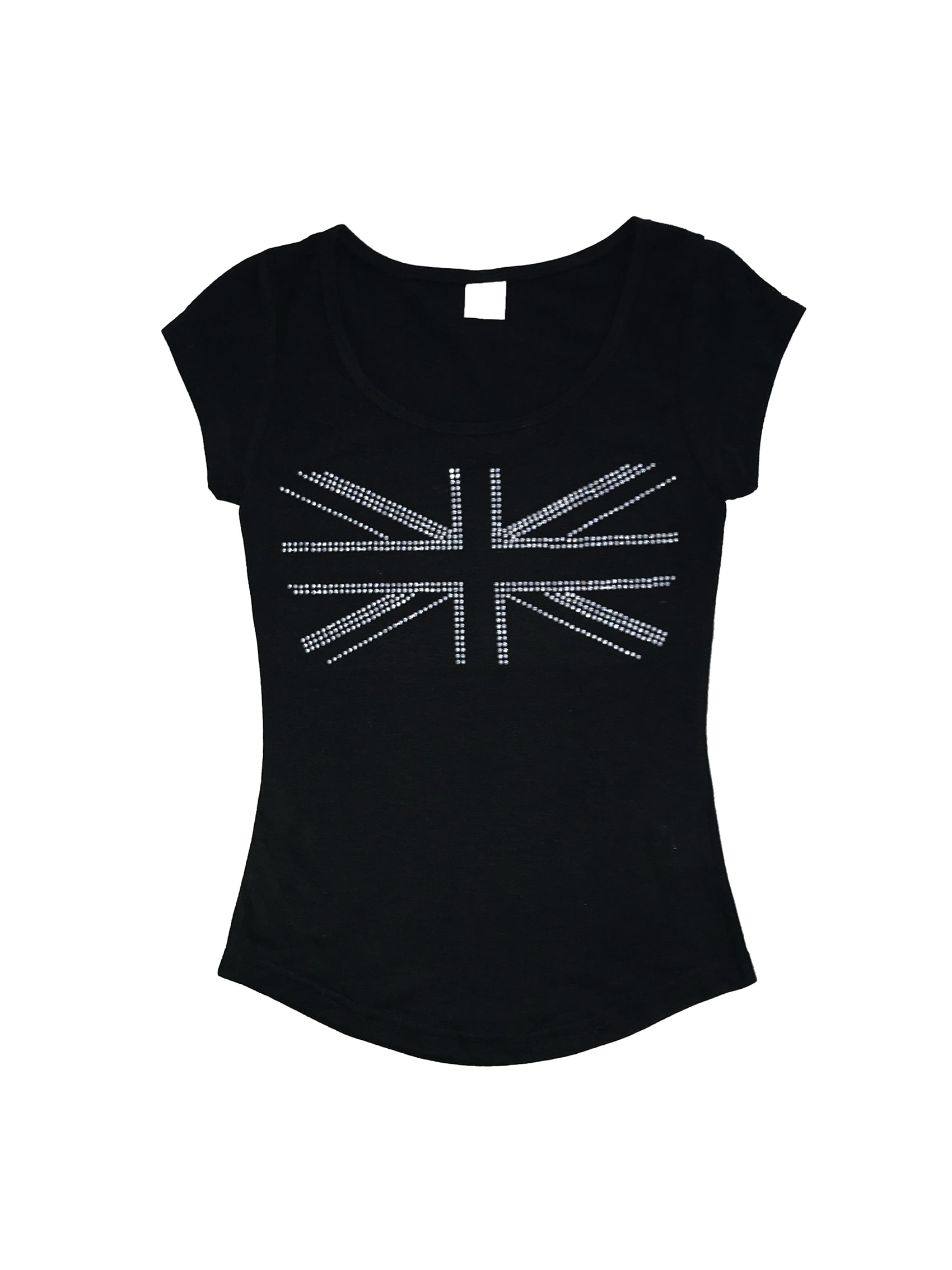 Rhinestone Scoop Neck Cap-Sleeve Top