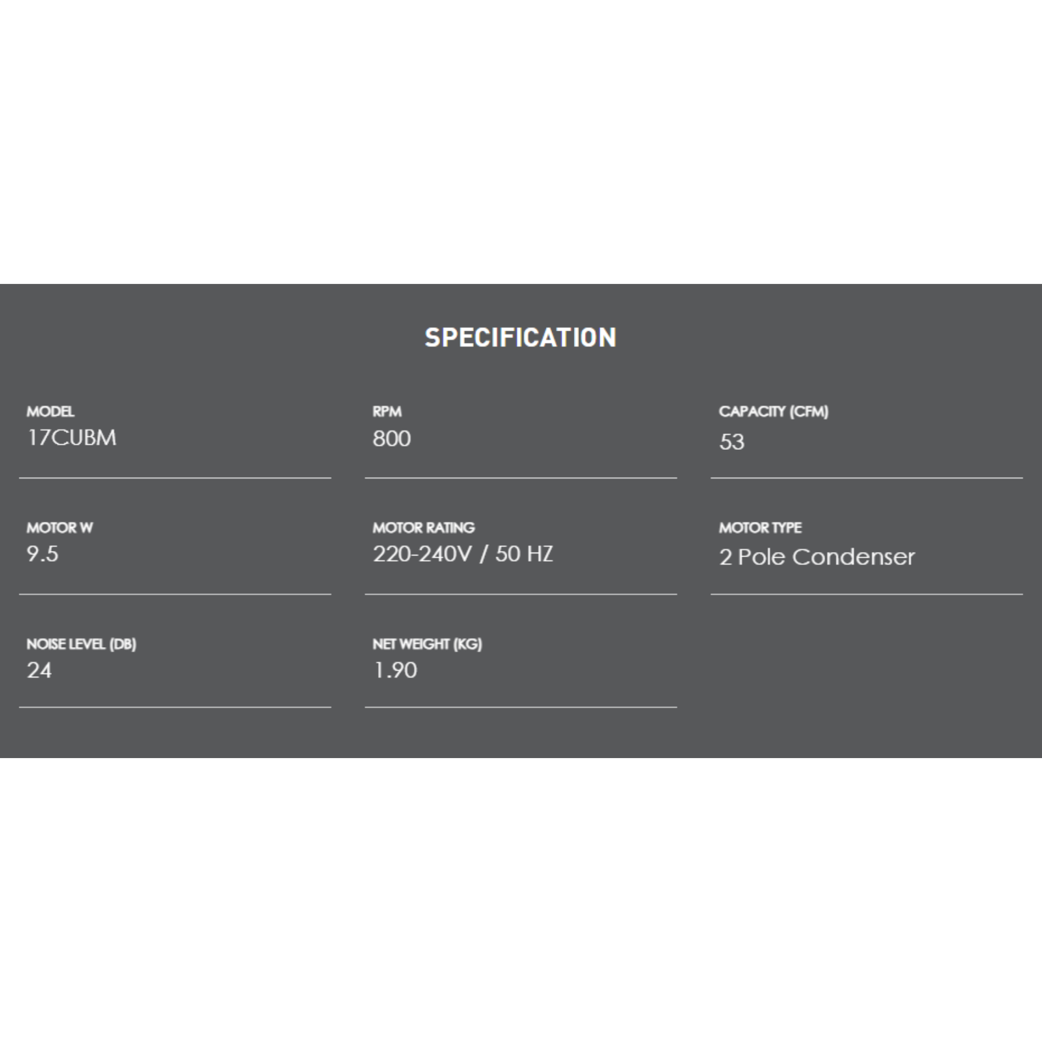 KDK 170mm Ceiling Mount Sirocco Ventilating Fan (17CUBM)