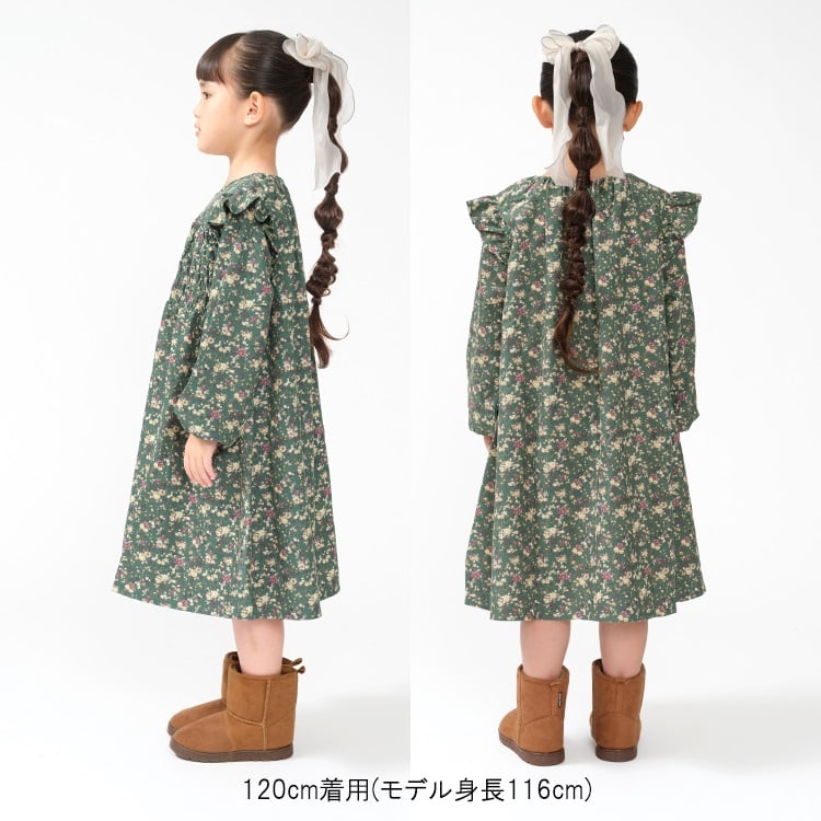 🆕【⭐訂購⭐】 🇯🇵日本直送 🌀小碎花 燈芯絨 長袖襯衫 連身裙🌀[ELHA-0119][261002]