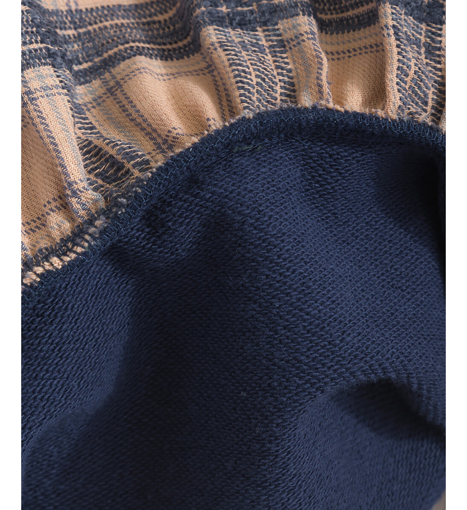 LP - 格子短擺長袖上衣 (深藍色)