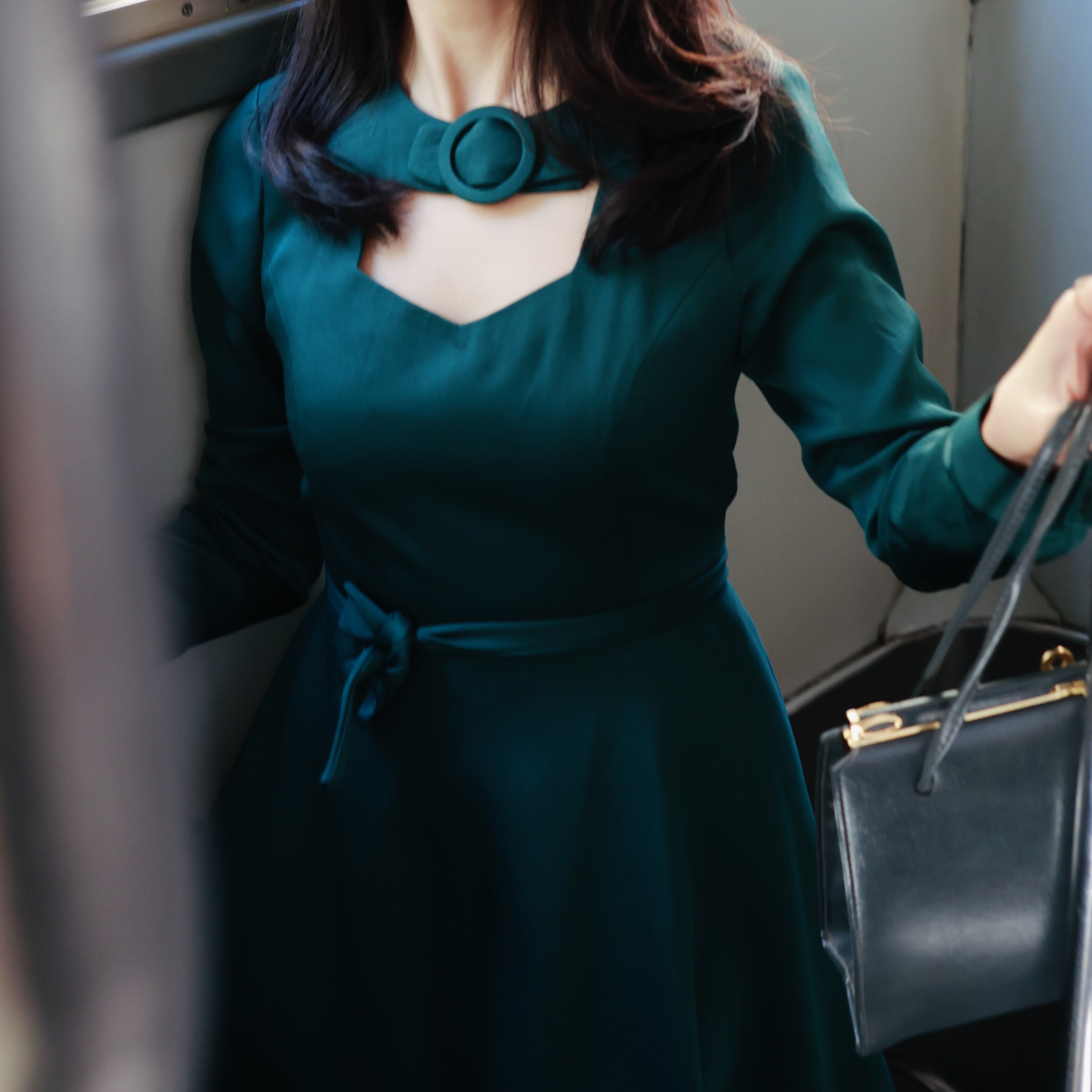 (Custom-Made) The Mod Buckle Neck Pencil Dress - Available in Green and Burnt Orange (FM235)