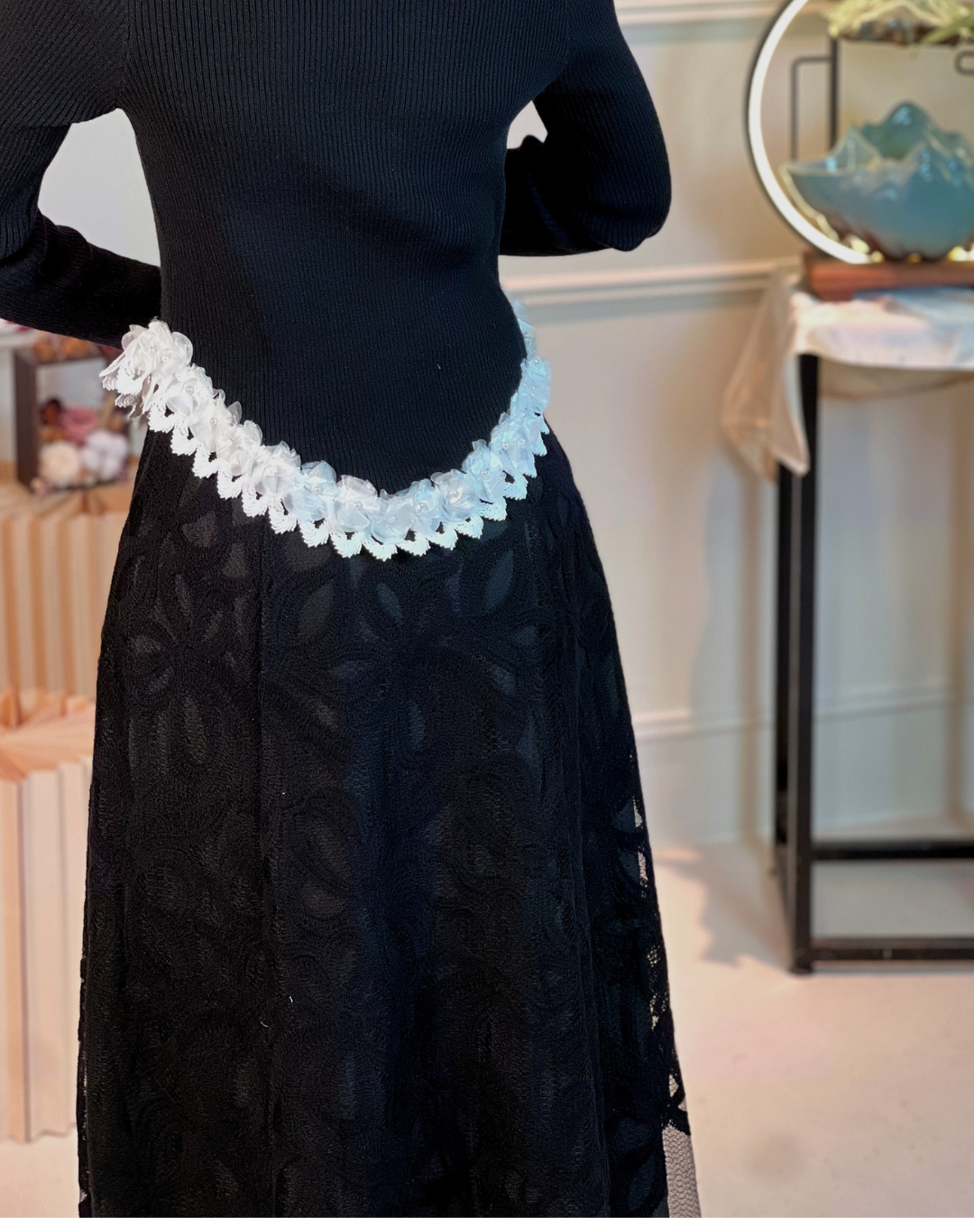 5112 Lyuba Floral Mesh Lace Skirt 
