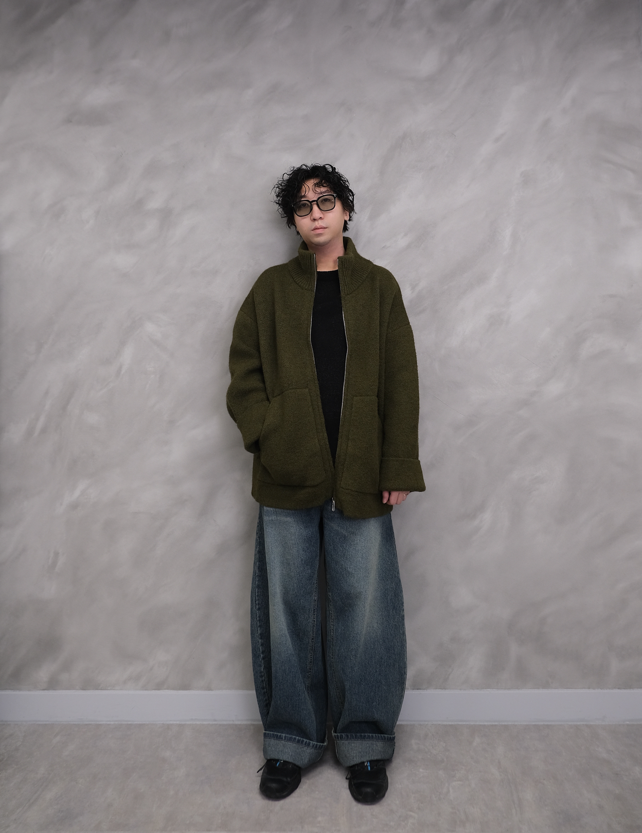 (Unisex) Zip-up knit cardigan #jk07