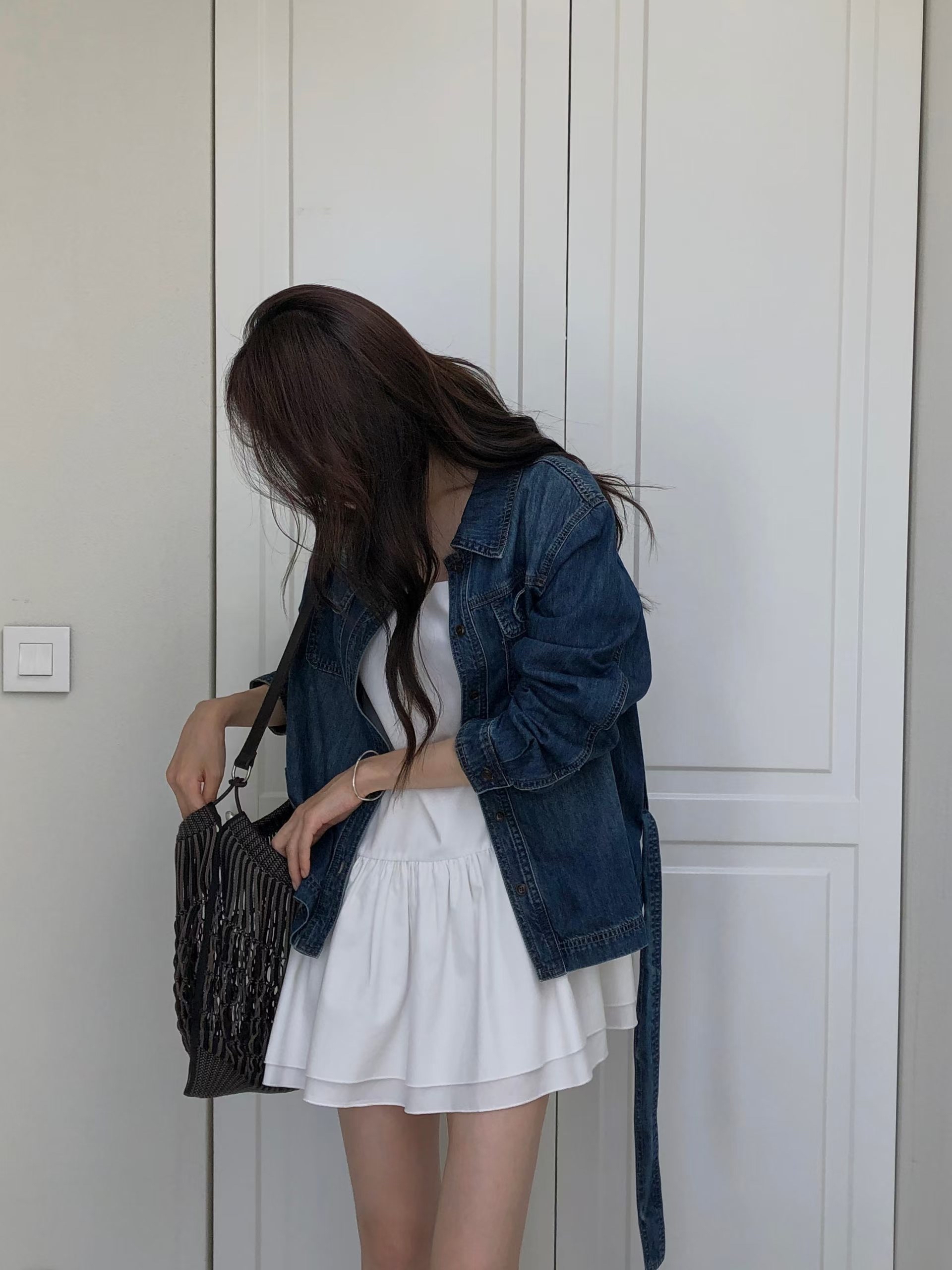 時尚美感腰帶牛仔褸