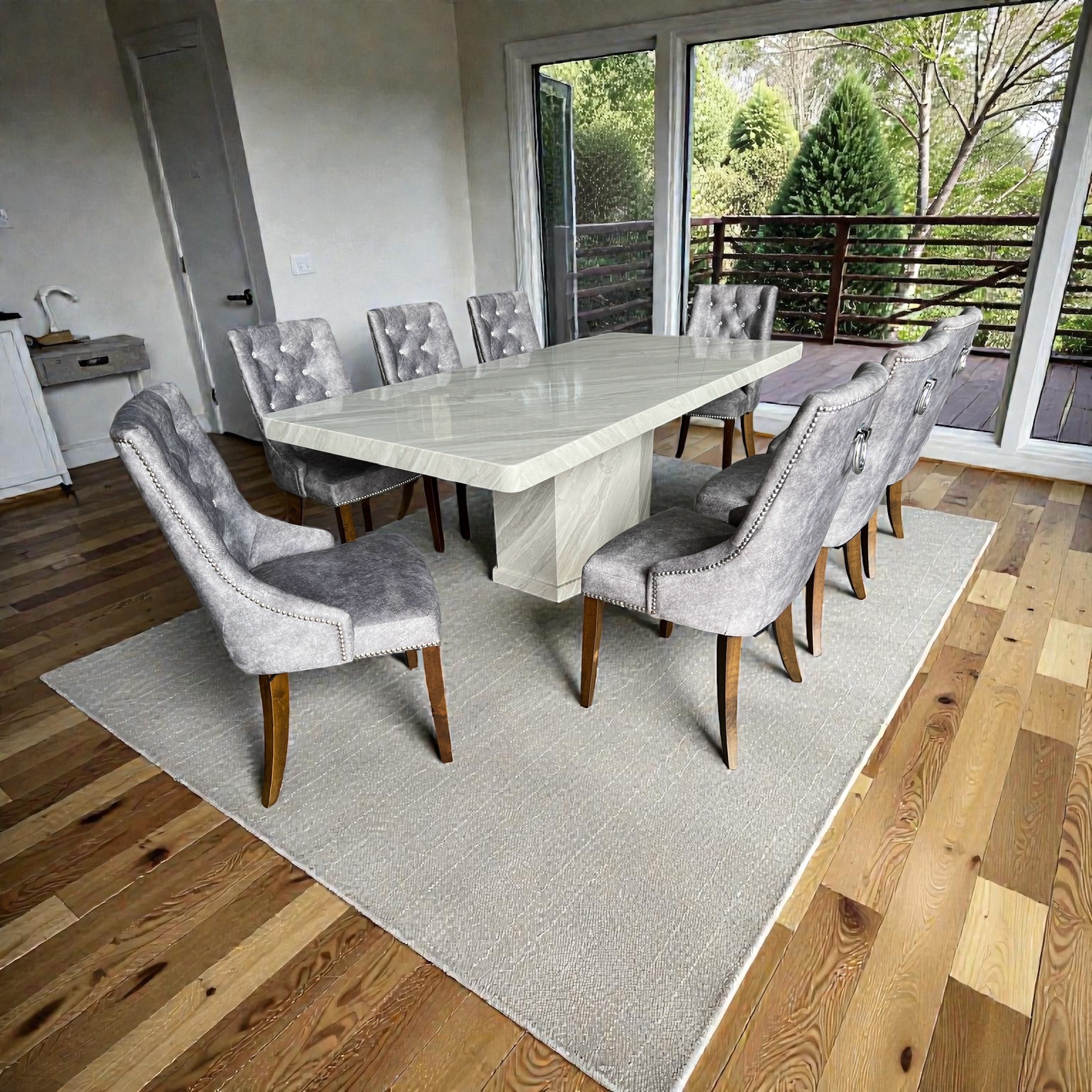 Majesta Grey Dining Set | 皇雅灰岩板餐桌椅组合