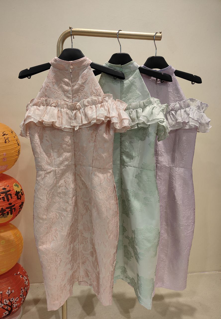 露肩旗袍连身裙 2123