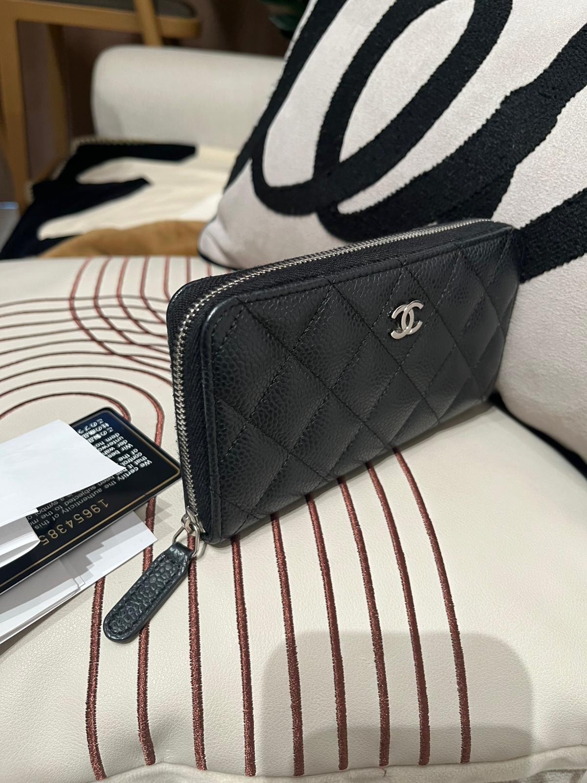 Chanel Zip Wallet 黑色荔枝牛皮 100%Authentic, 95%New ✅Card ✅Box