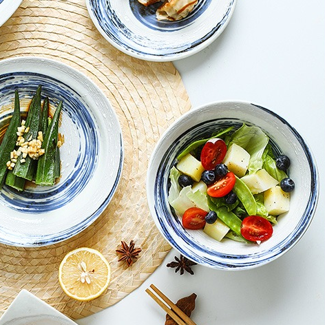 【日本製】美濃燒粉引青流陶瓷大飯碗