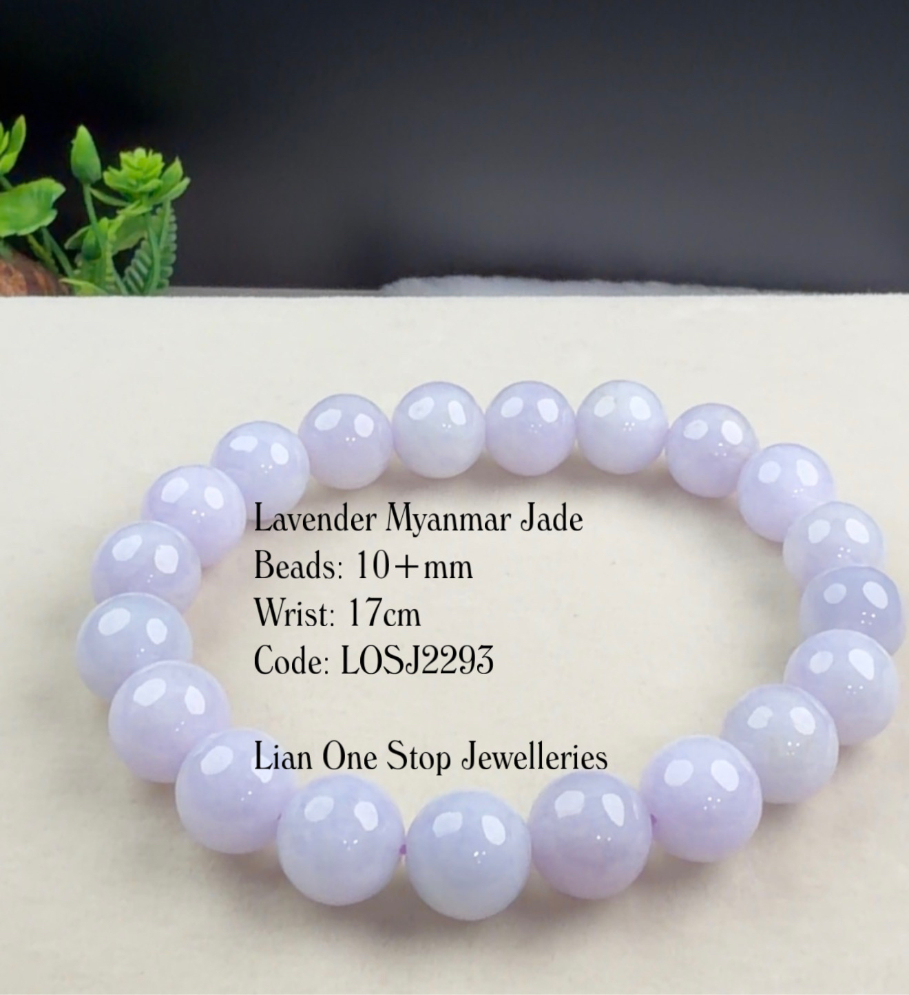 Code: LOSJ2293 Lavender Myanmar Jade 10+mm 