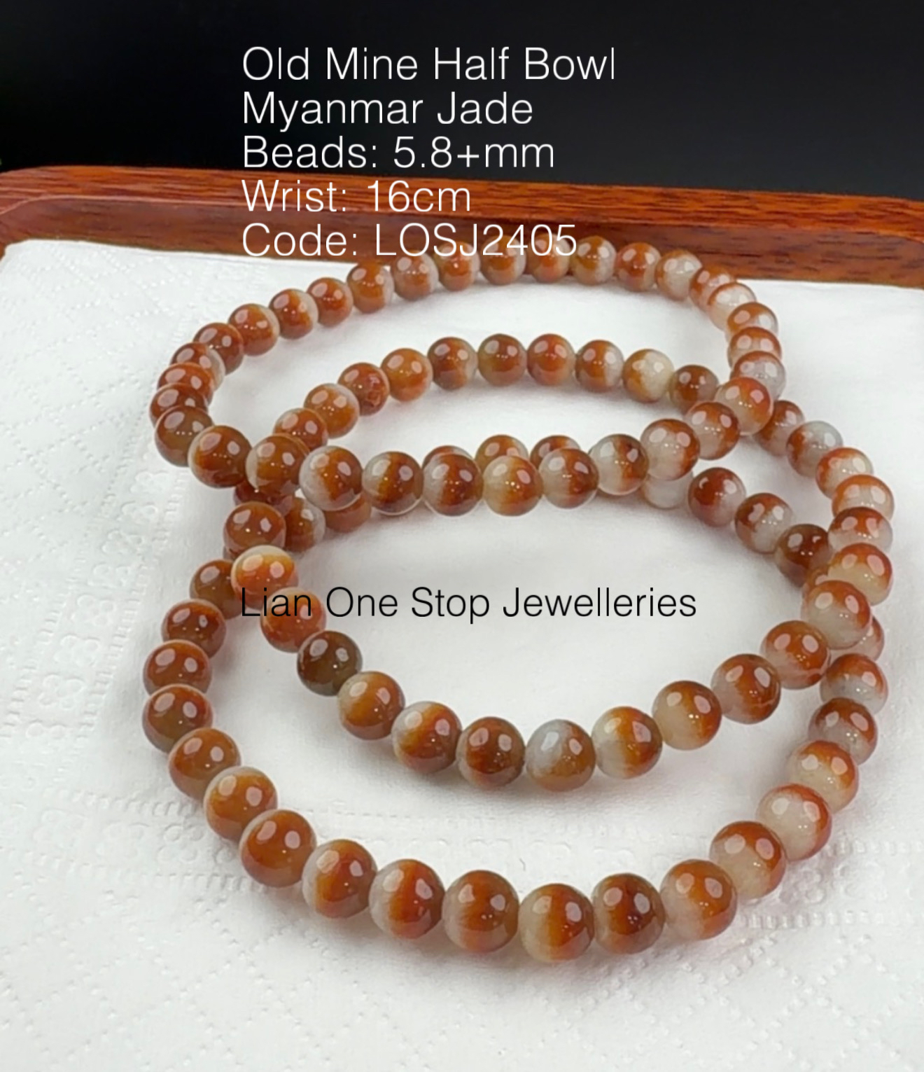 Code: LOSJ2405 Single lap Old Mine Half Bowl Myanmar Jade 5.8+mm 