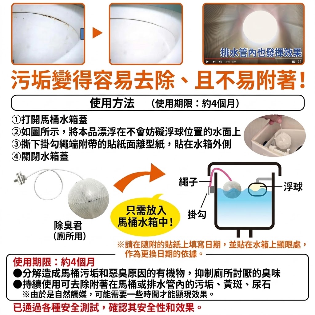 【現貨】🔥🔥【日本製《阿克蘇太極君》座廁水箱天然益生菌除臭去尿石浮塊】