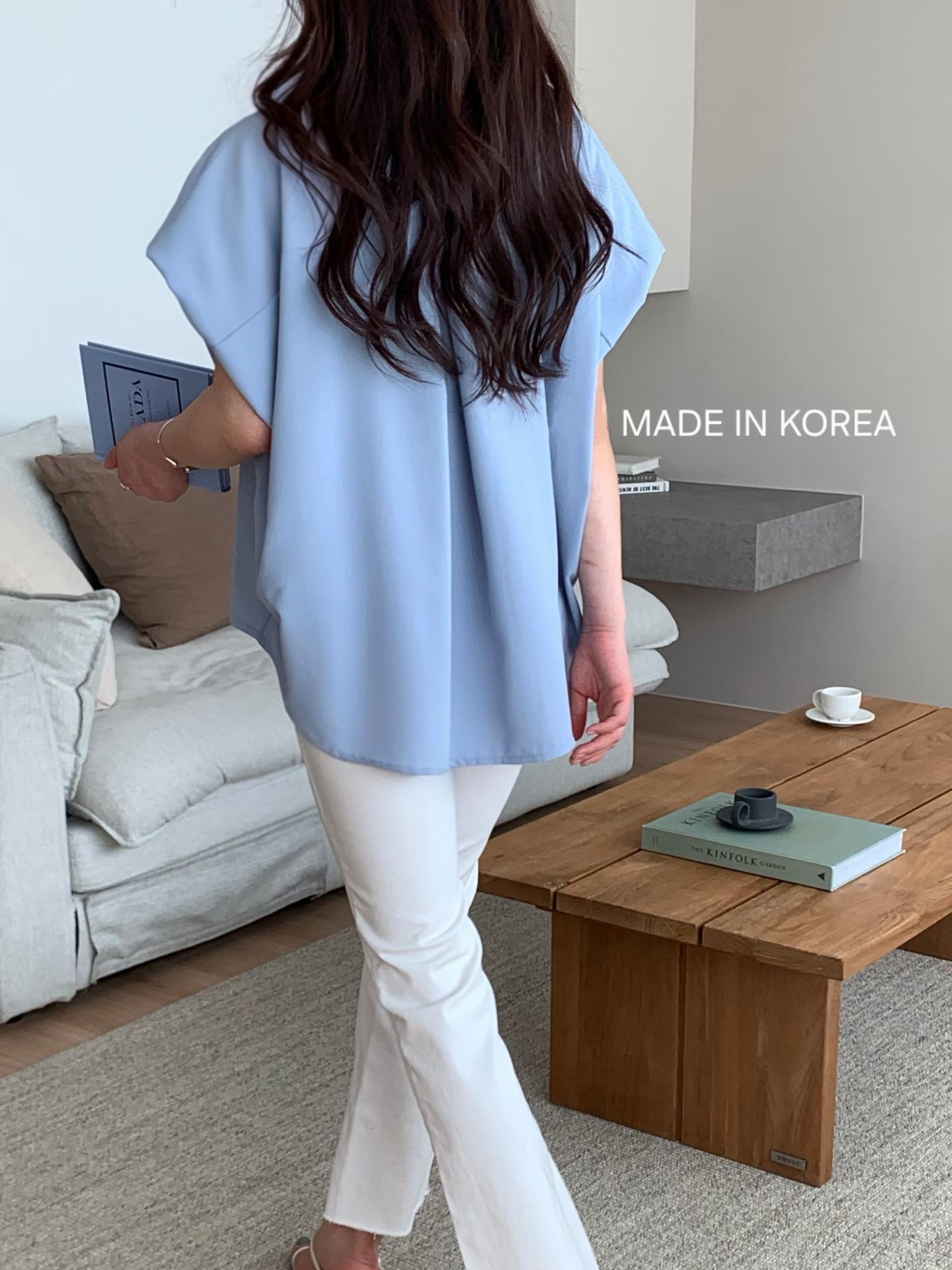 G6281 韓國🇰🇷V領淨色鬆身恤