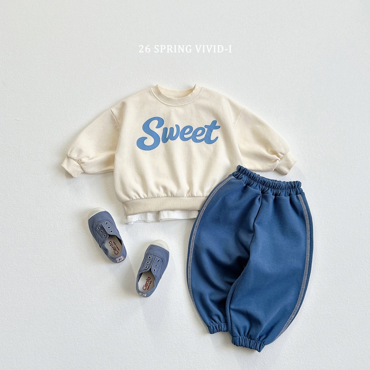 🌸預訂 韓國直送🌸🇰🇷VIVIDI四色甜美奶油印花寬鬆衛衣