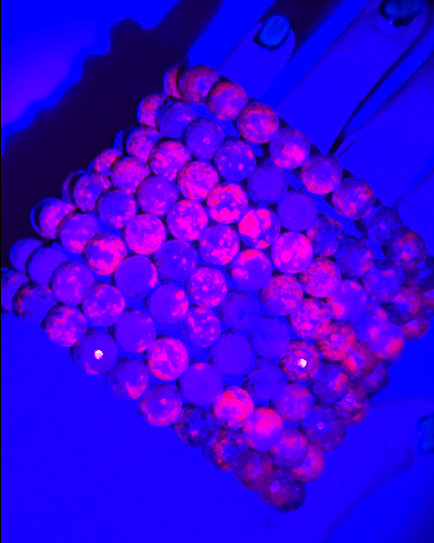 Ruby in kyanite faceted bead bracelets with UV, larger beads - RBY138