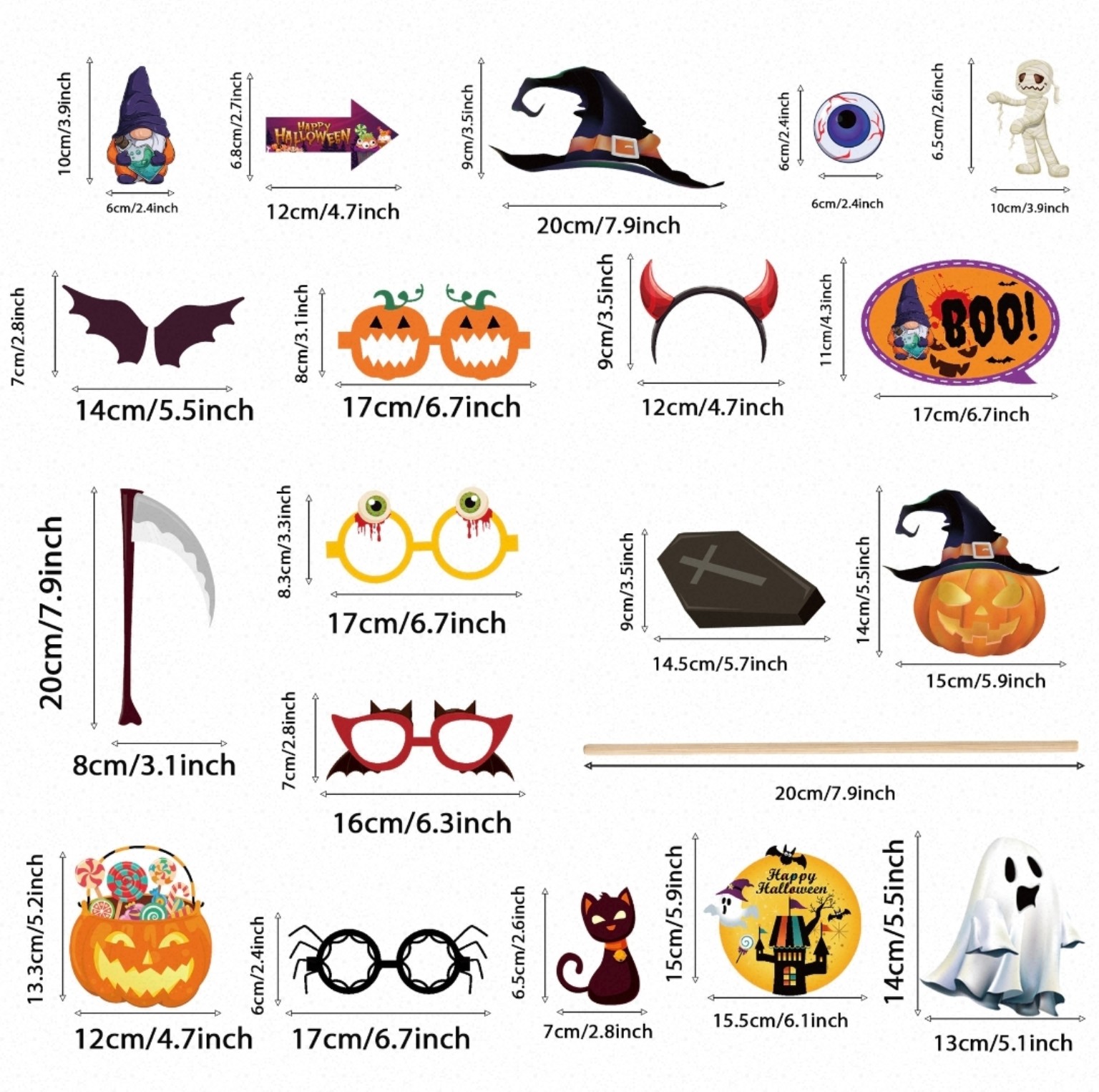 19件萬聖節拍照道具套裝｜Halloween Photo Booth Props 派對打卡佈置 PTY2002