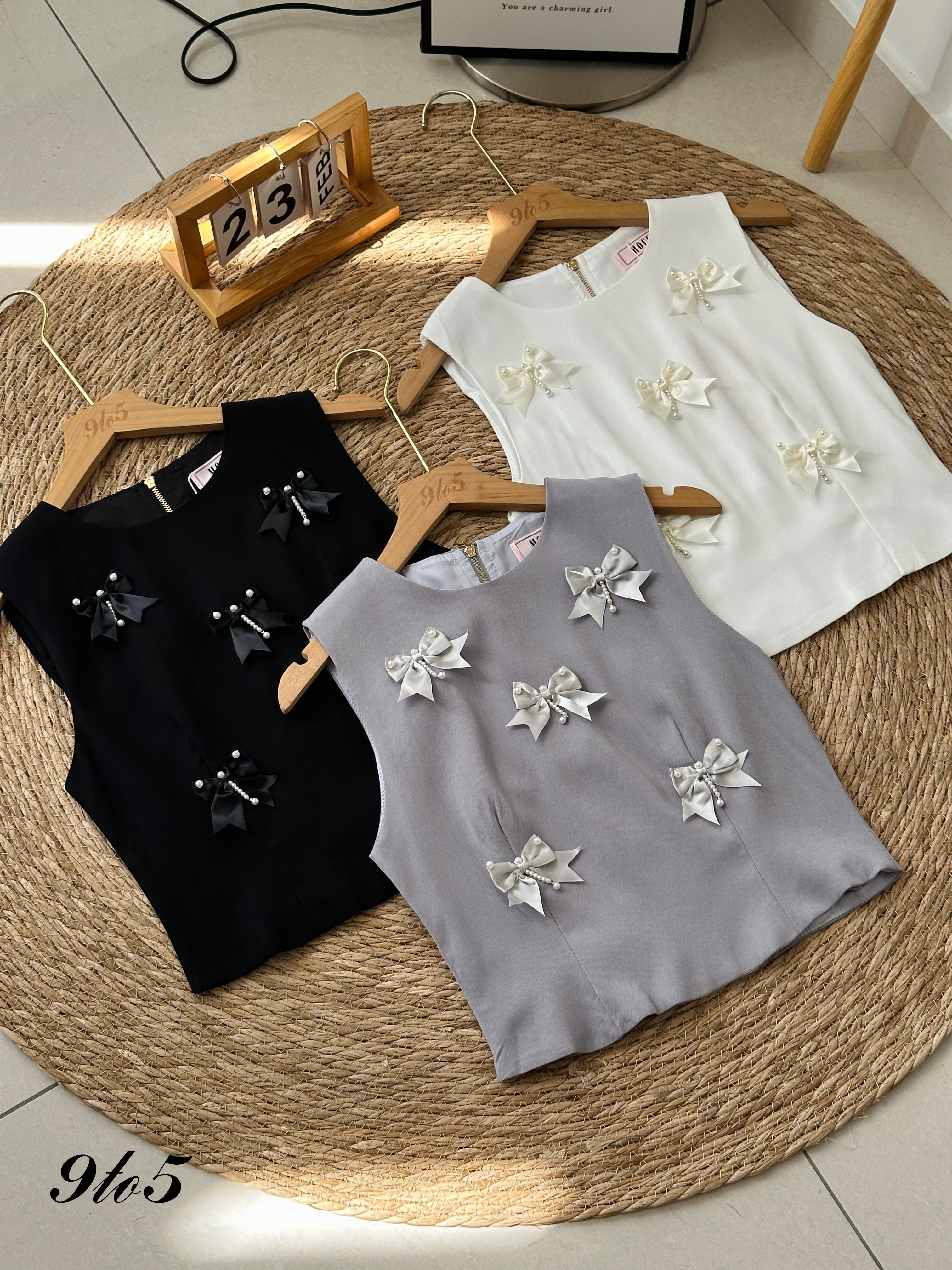 T3964 Sleeveless Ribbon Top - 3 Colors