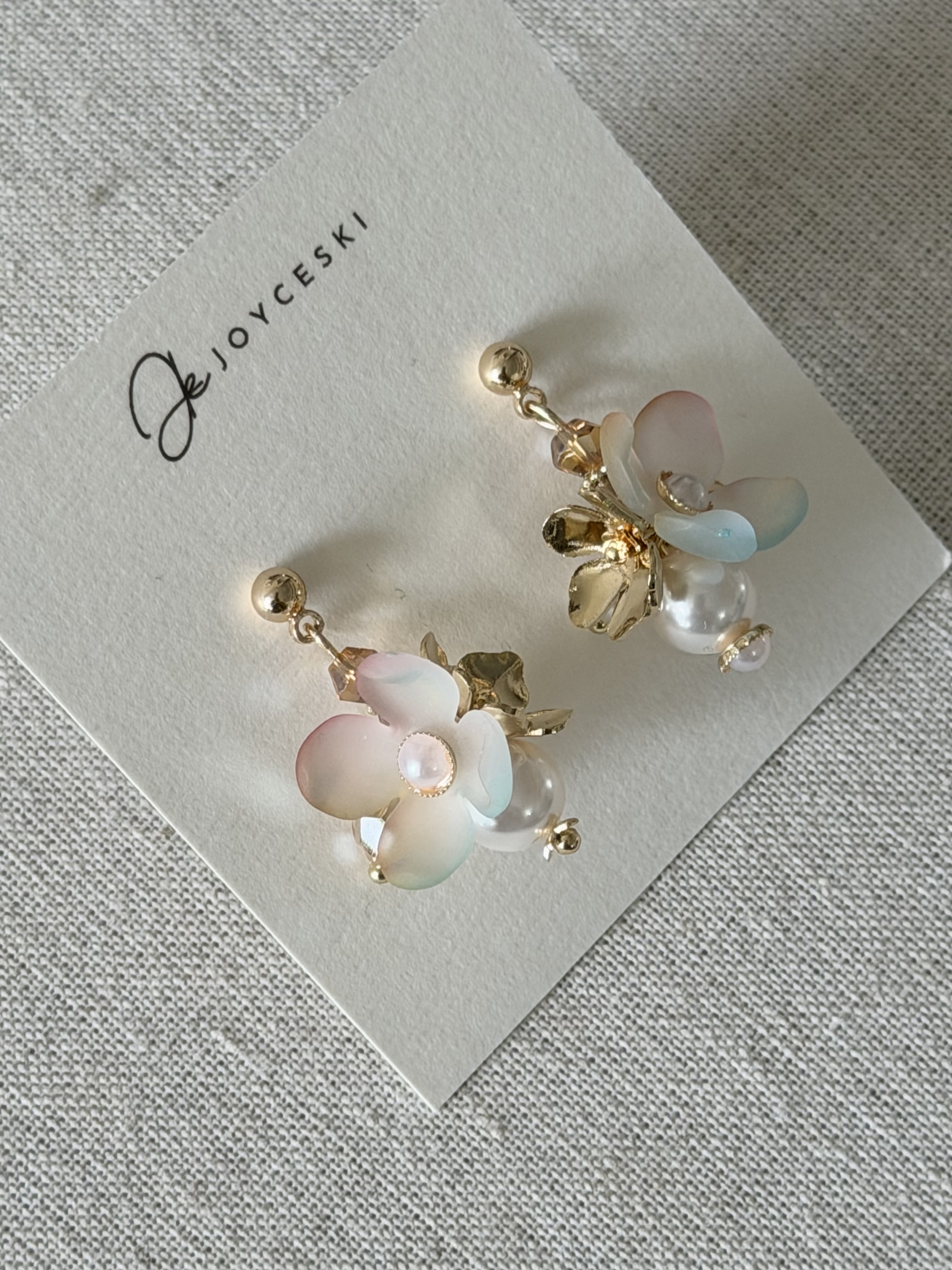 日本花語系列耳環/漸變櫻花粉紅花朵款