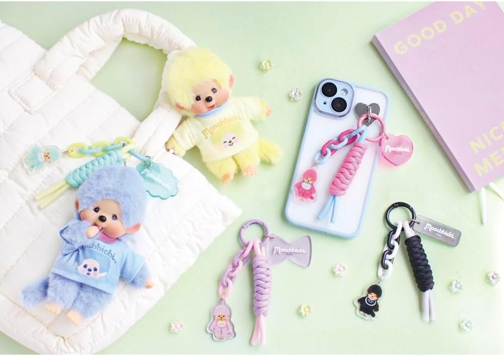 日本直送monchhichi 粉紫色系列匙扣可掛電話