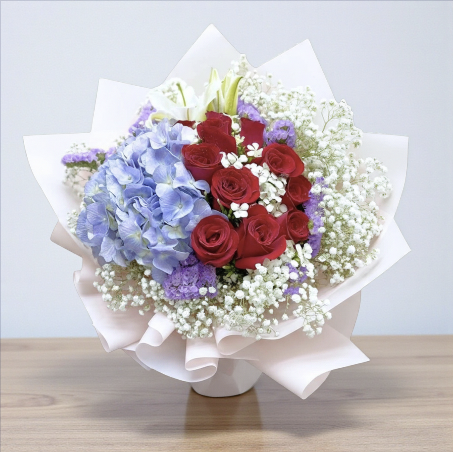 👉🏻鮮👈🏻 Full of Love  愛圓滿系列｜繡球花束丨紅玫瑰11支  百合丨情人節花束丨生日花束丨將軍澳花店丨觀塘花店丨節日花束丨母親節花束丨annual dinner花束丨活動花束丨保險花束