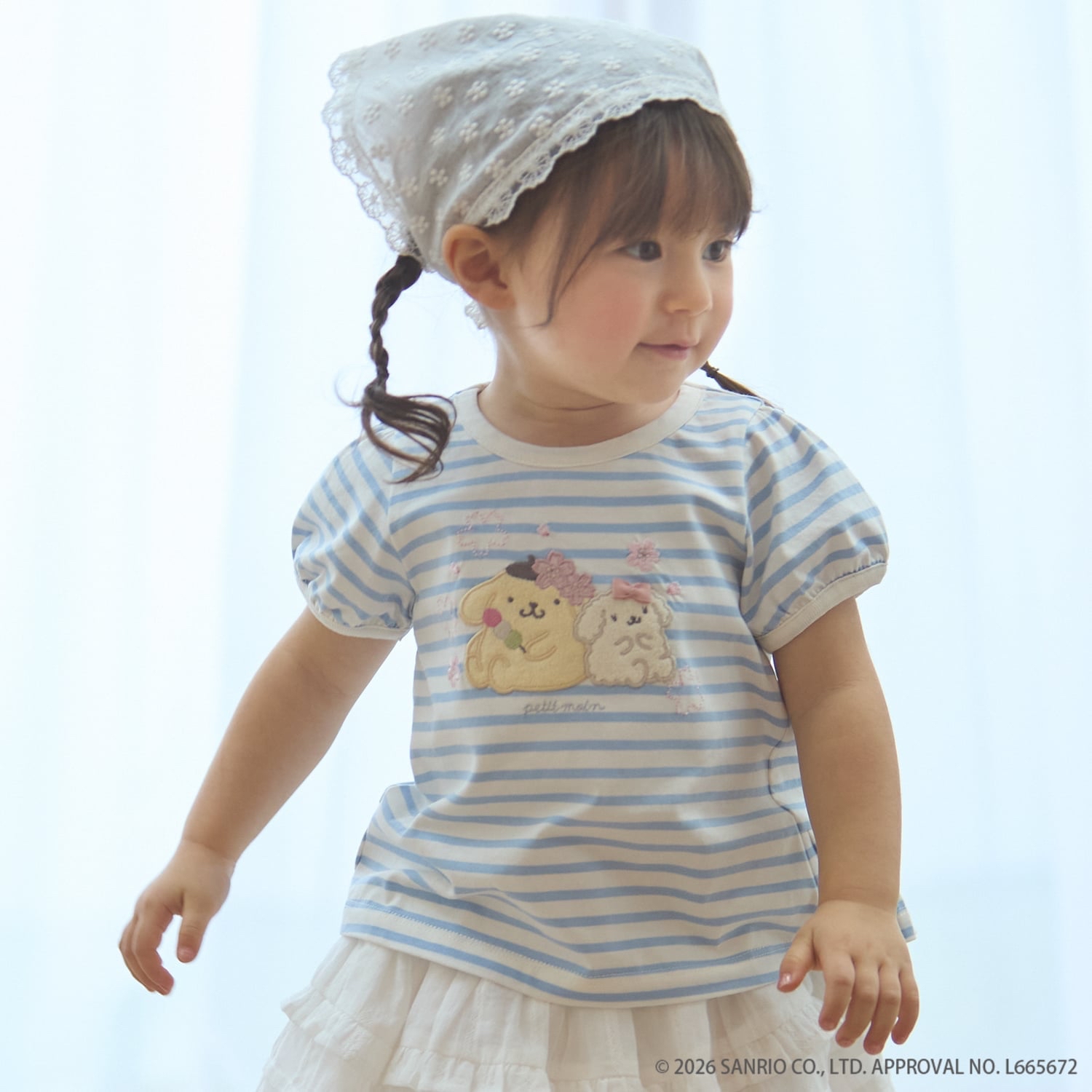 🇯🇵預訂 日本直送🇯🇵Petit Main x Sanrio系列三色人物賞櫻刺繡貼花短袖上衣