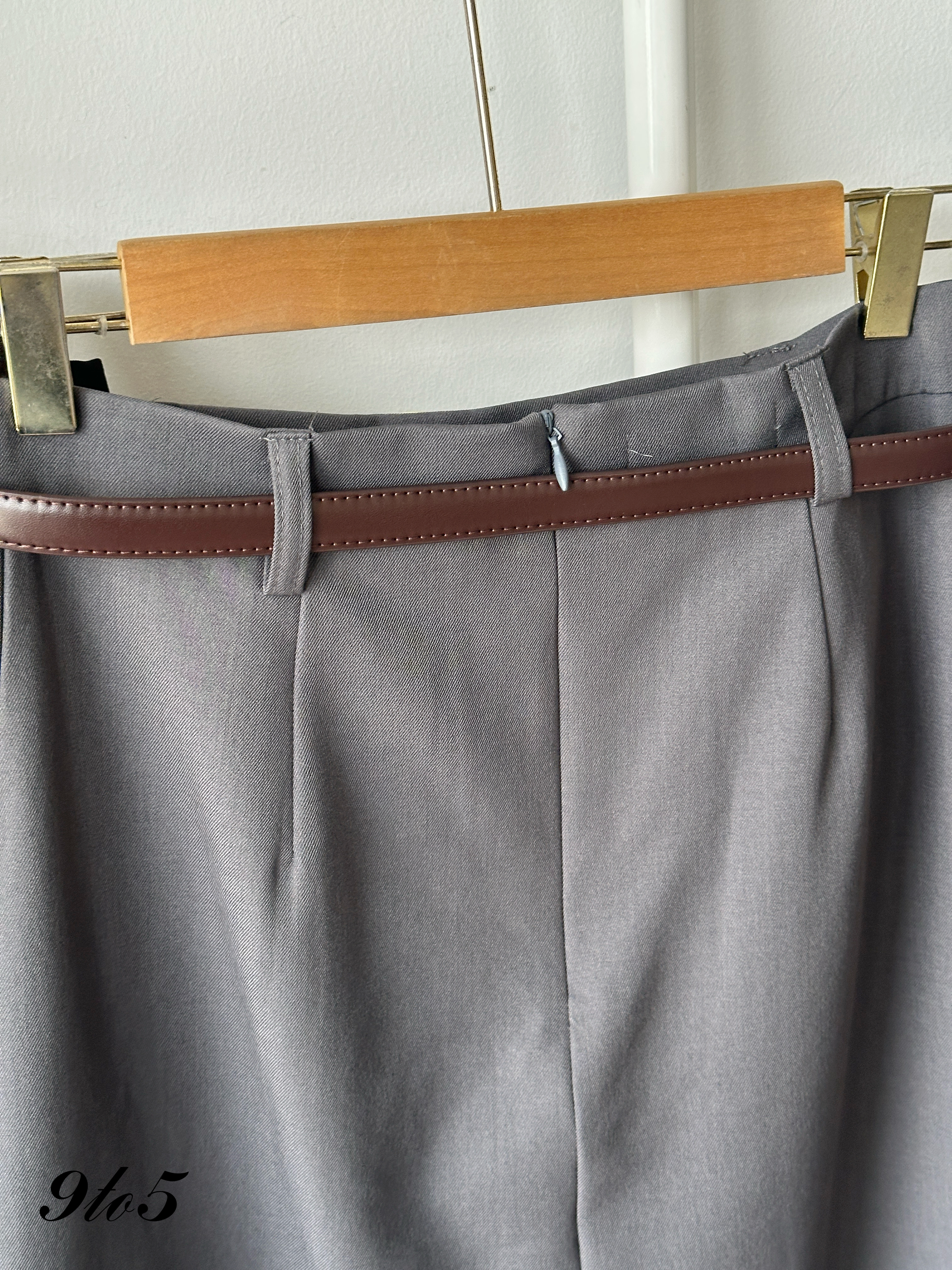 S1928 Midi Pleated Skirt - Black & Grey