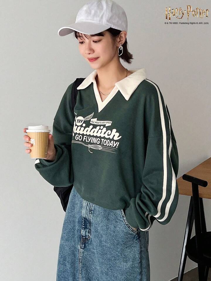 哈利波特魁地奇學院風撞色長袖上衣
