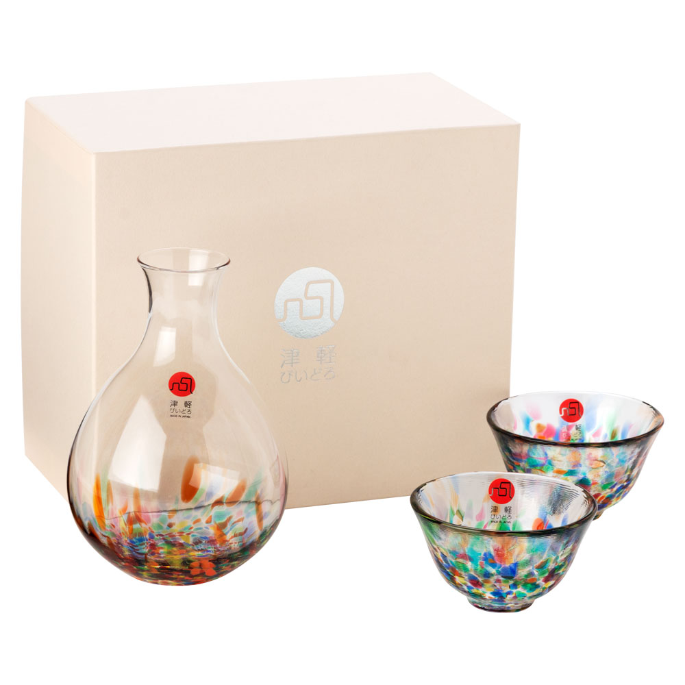日本製 - ADERIA GLASS - 日本津輕びいどろ - 清酒彩虹杯套裝（一壺兩杯