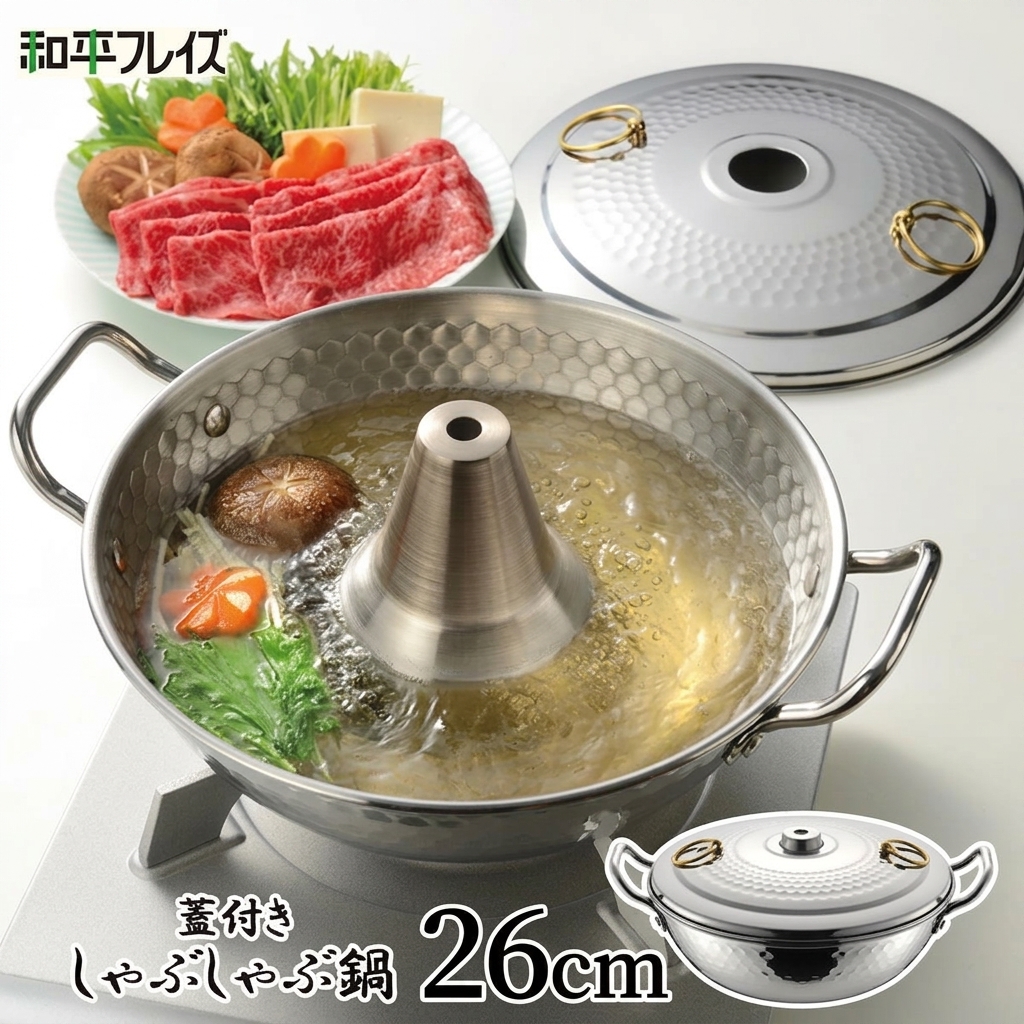 🔥🔥【日本直送《和平》匠丈膳附蓋不鏽鋼日式涮涮鍋 26cm】