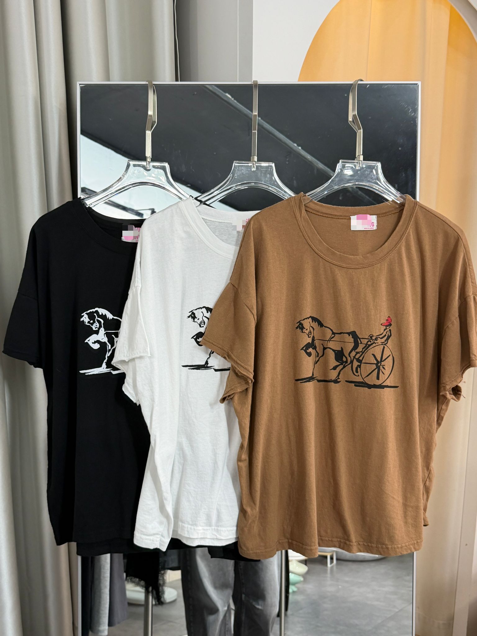 復古馬車圖案寬鬆T