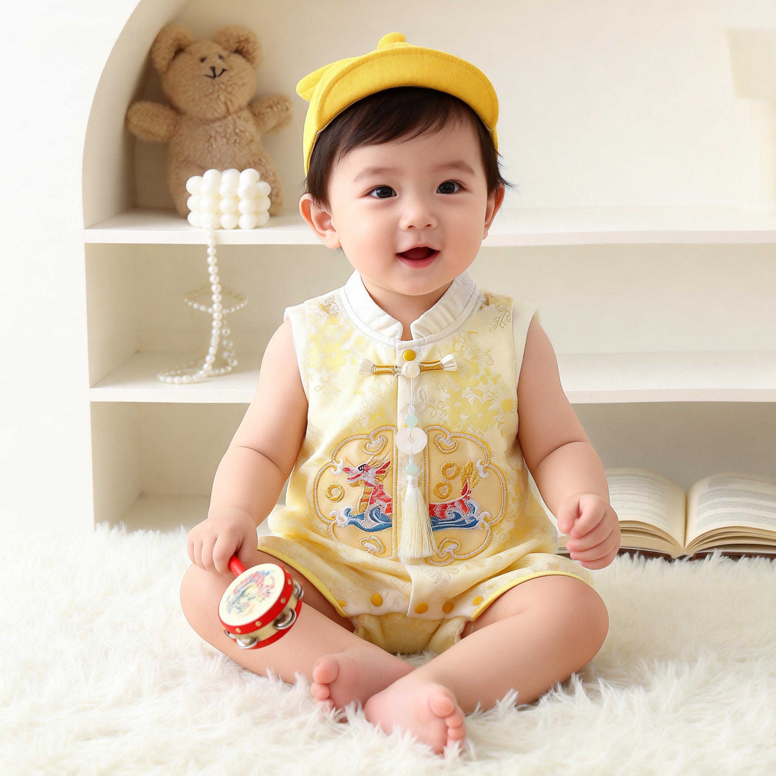 462354 | Festive Dragon Boat Festival Baby Romper with Hat