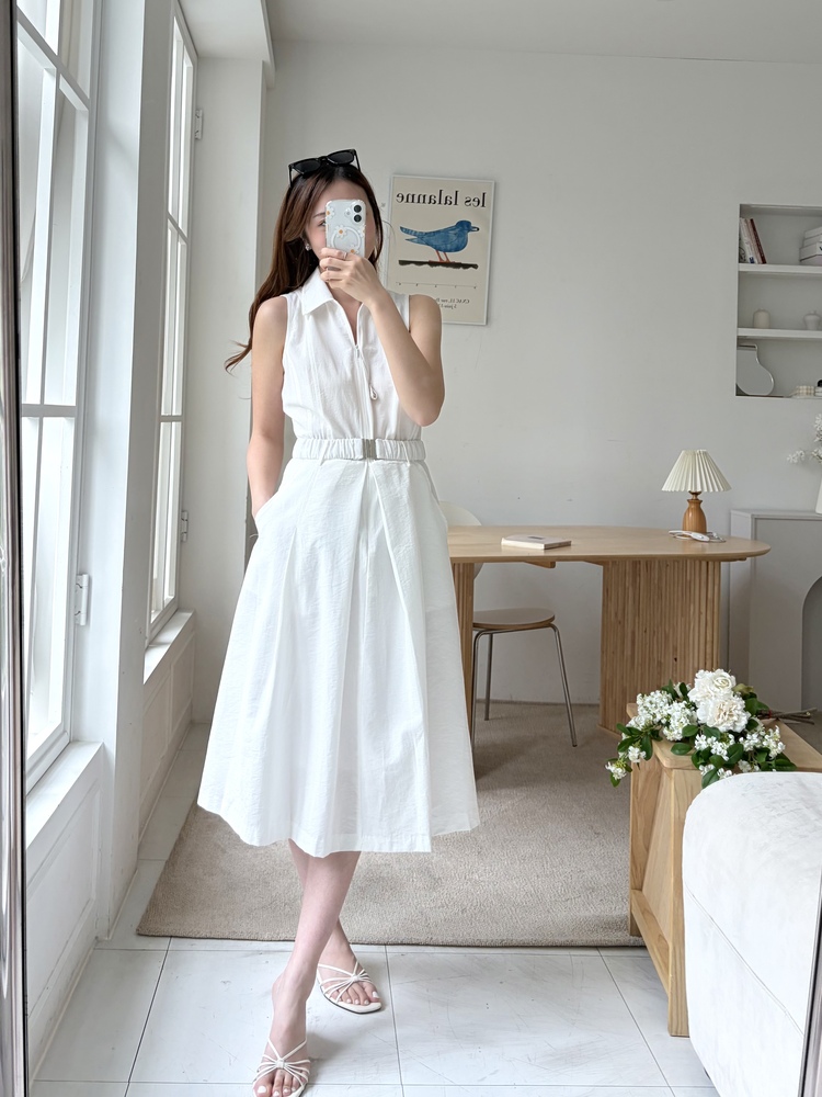 Jardin Belted Zip-Front Dress