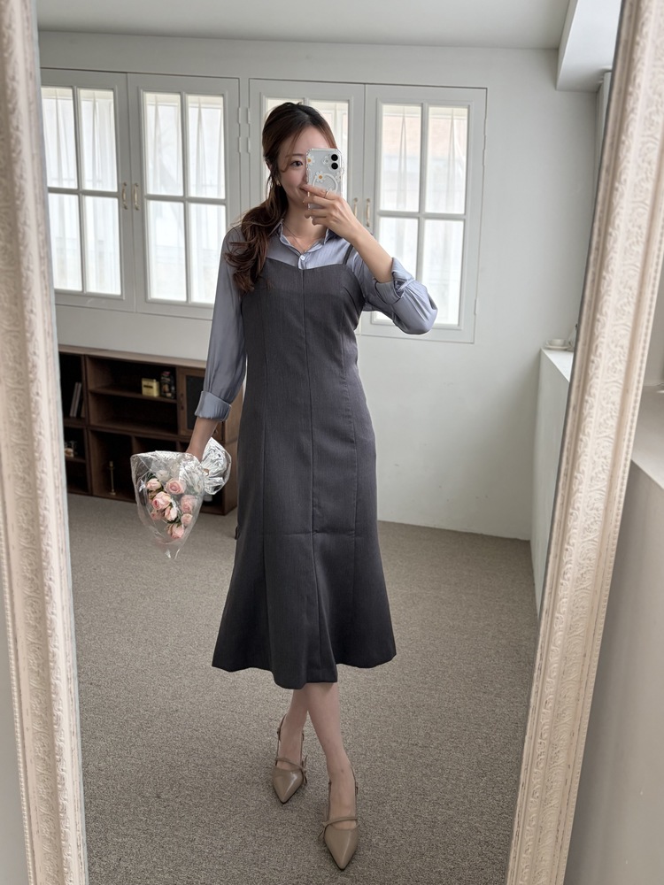 Contour Slip Dress (Grey)