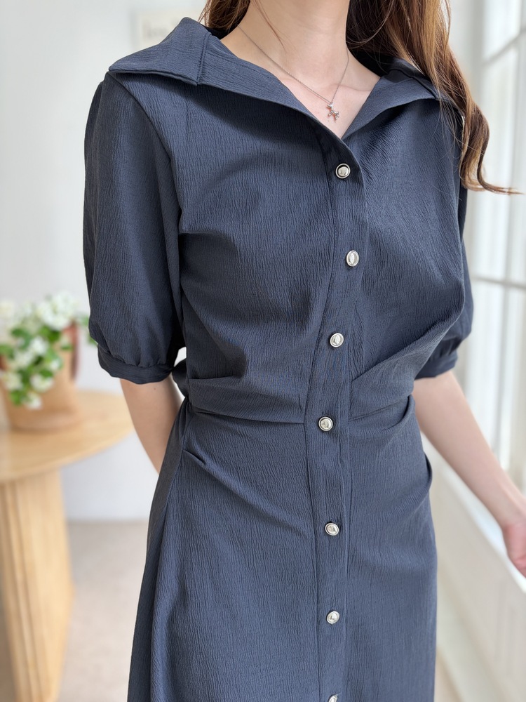 Lena Contoured Waist Dress (Navy)