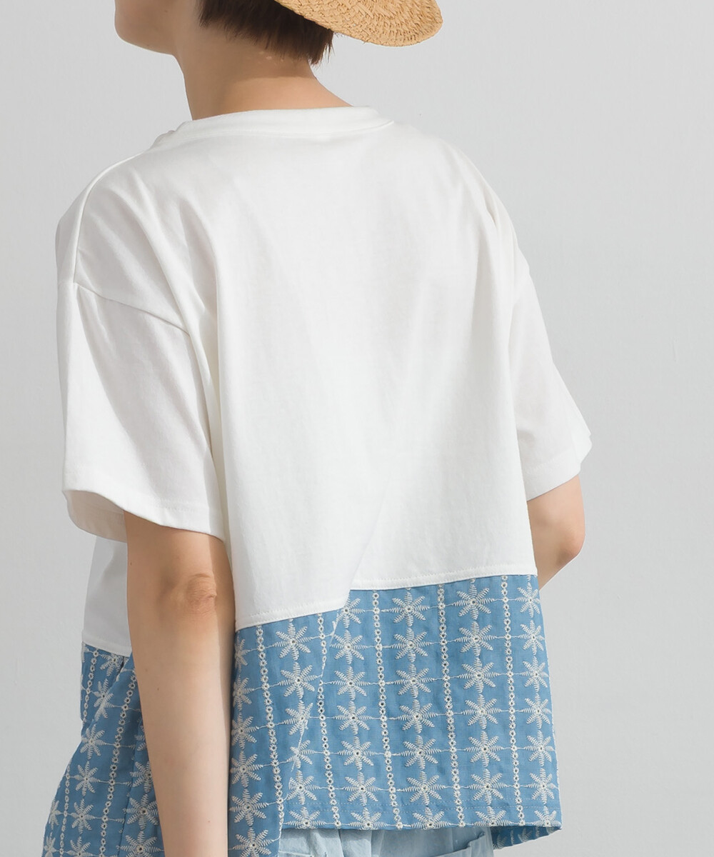 LP - 拼接布料紋理上衣 (米白色)