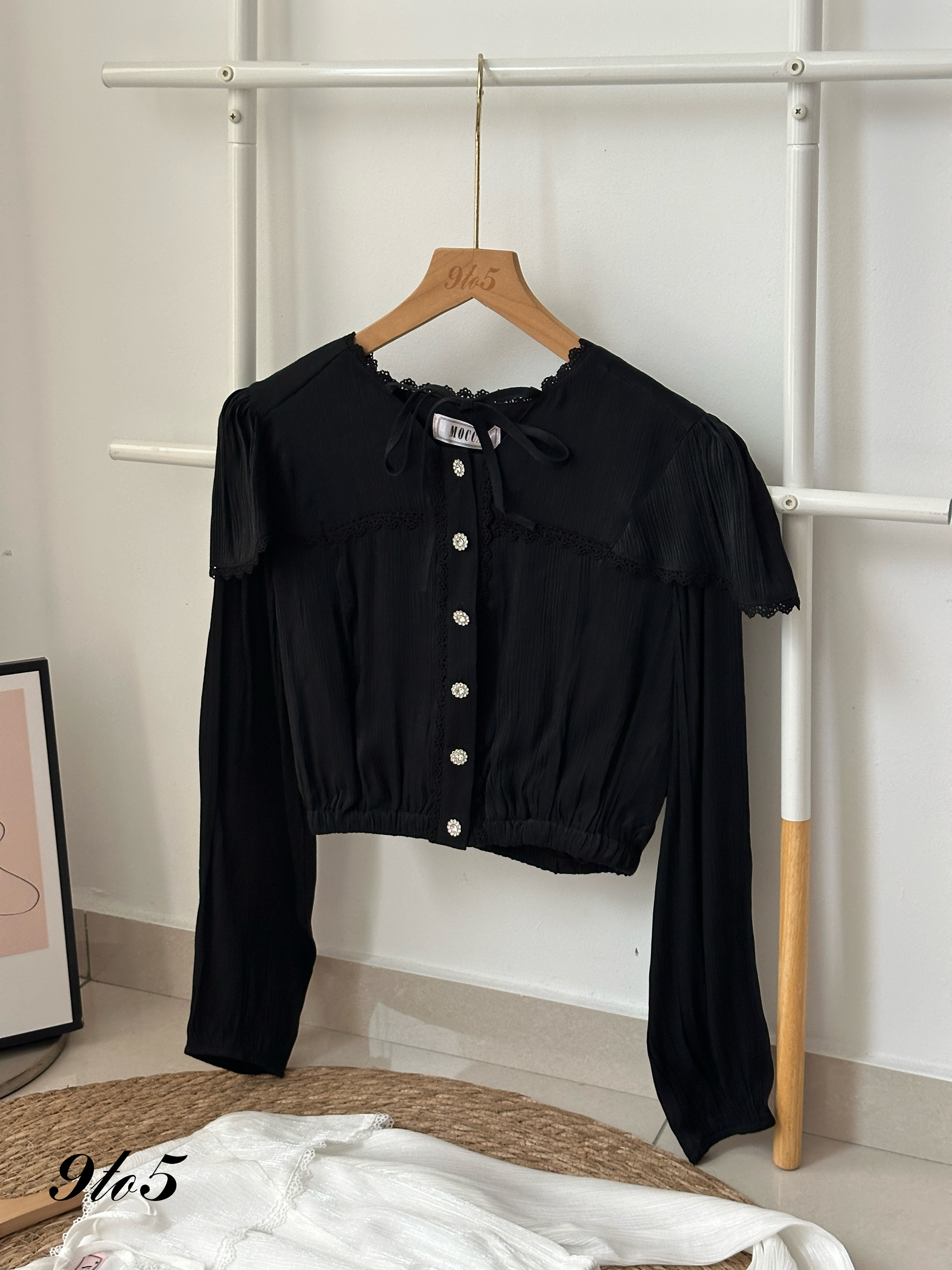 T3974 Lace Peter Pan Blouse - 3 Colors